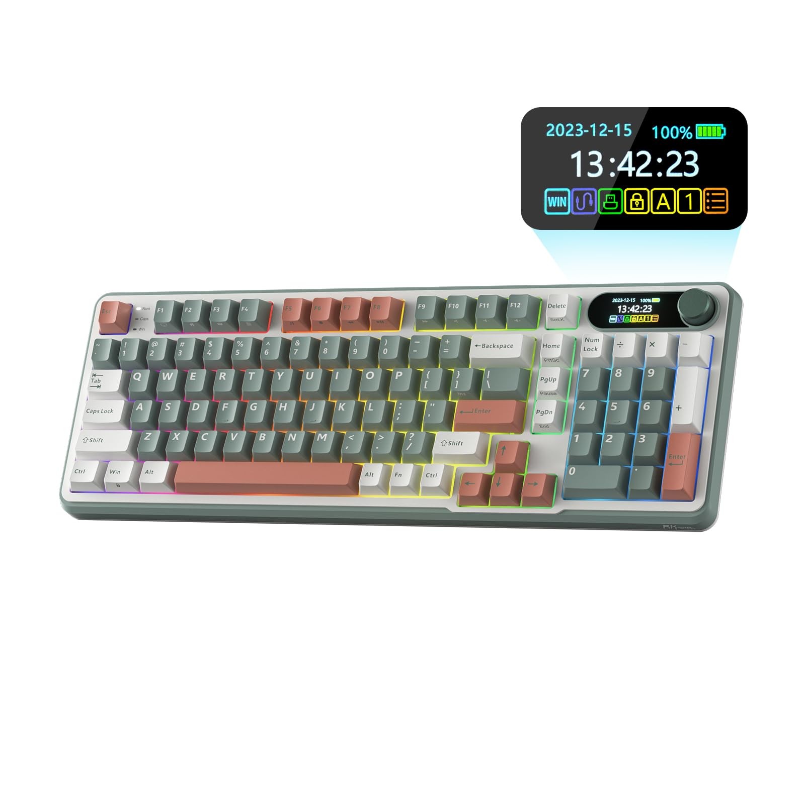 S98 Mechanical Keyboard w/Smart Display & Knob, Mount 96% Wireless Mechanical Ke
