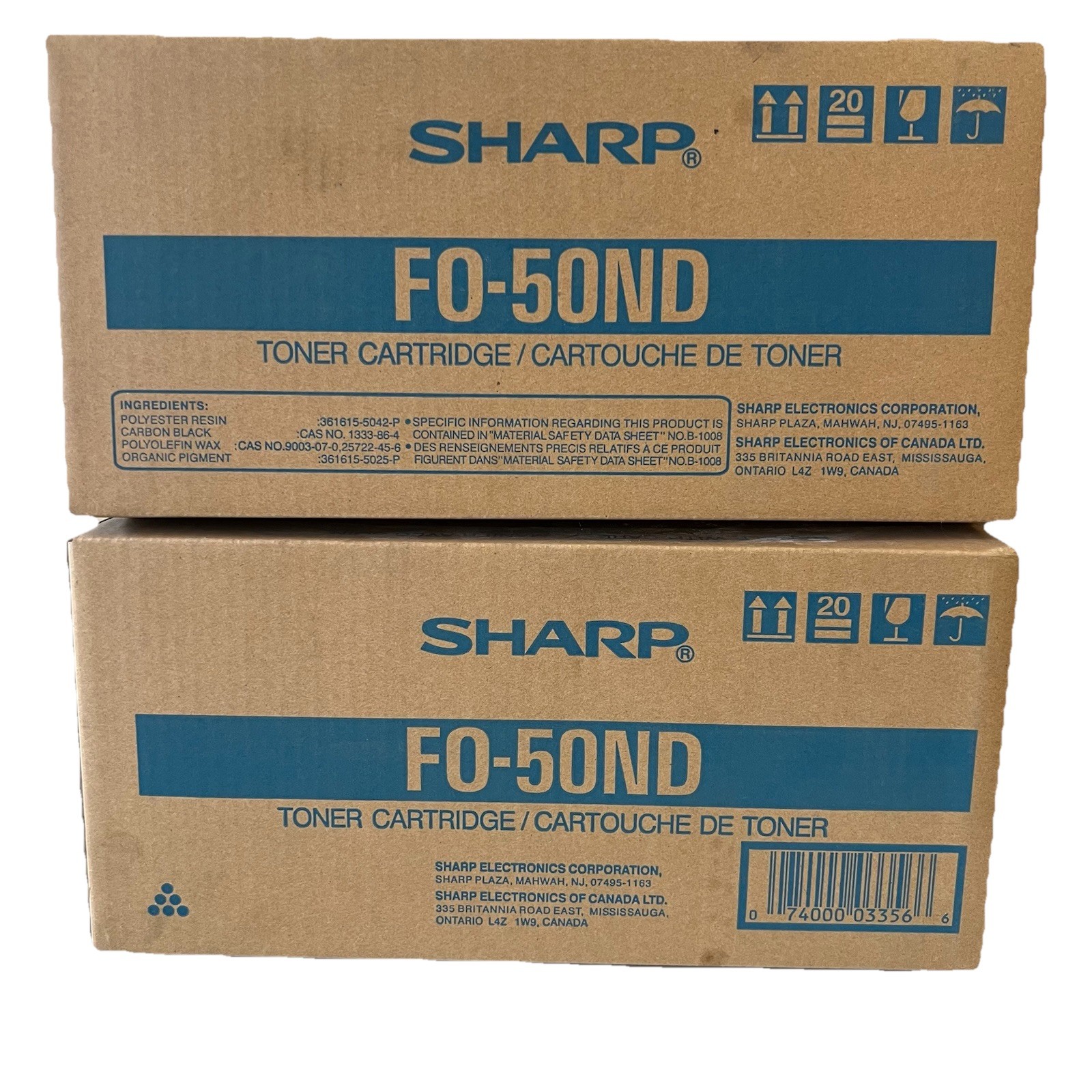 SEALED 2 Genuine Sharp FO50ND FO-50ND Toner Cartridge Black Printer Cartridge