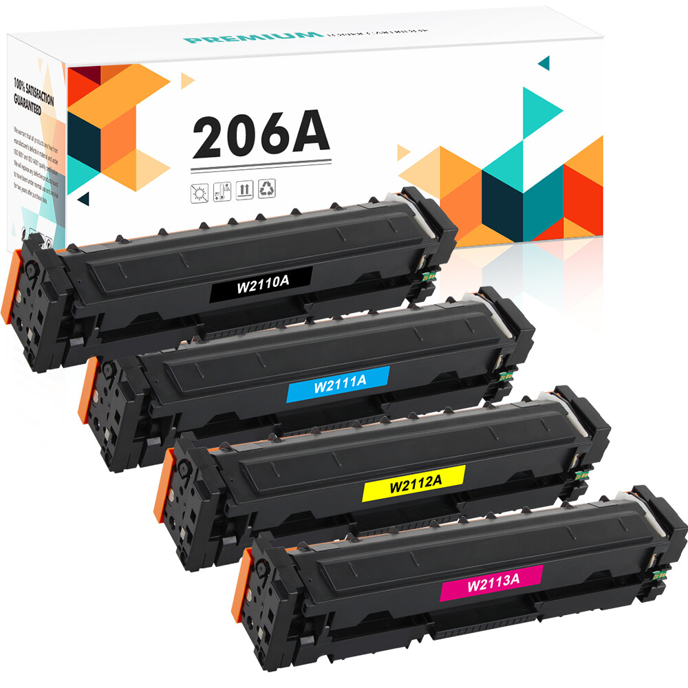 4P For HP LaserJet Pro M283cdw M283fdw Color Toner (No Chip) W2110A 206A ink