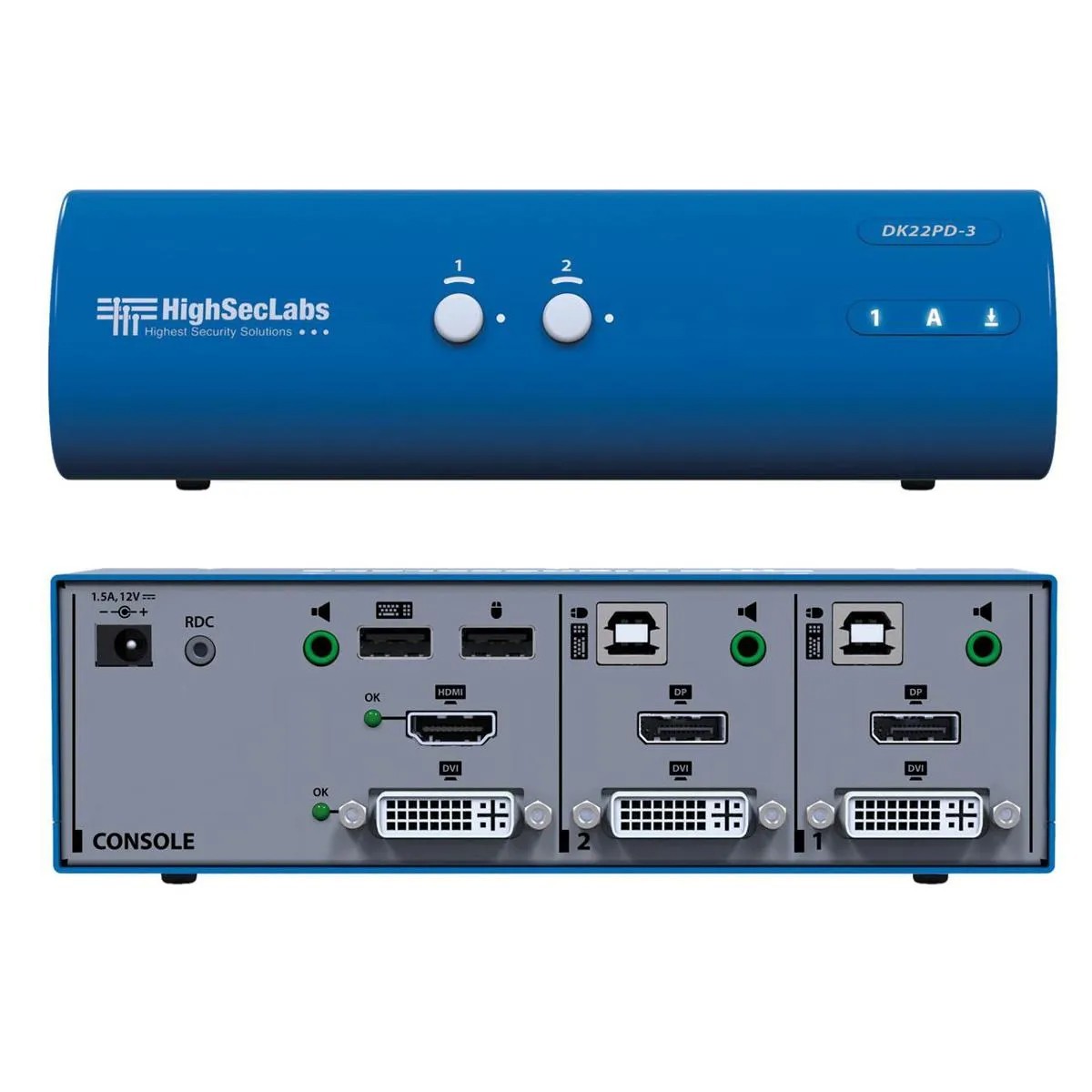 Kramer Electronics DK22PD-3 HighSecLabs Secure Dual Head 2-Port 4K30 UHD DVI-I a