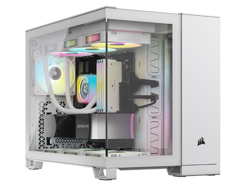 CORSAIR iCUE Link 2500X RGB mATX Mid-Tower Dual Chamber PC Case, White