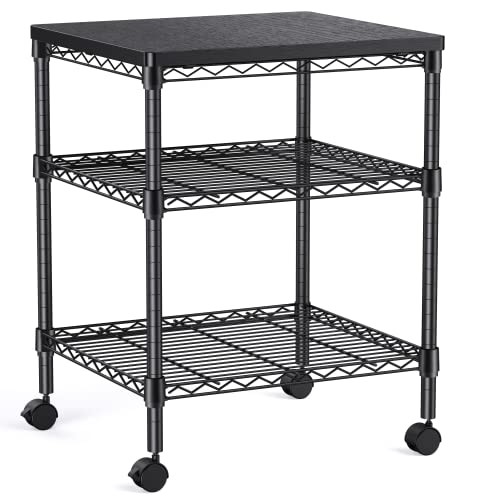 BLACK - HUANUO PRINTER STAND, 3 TIER PRINTER CART FOR STORAGE, HNPS01