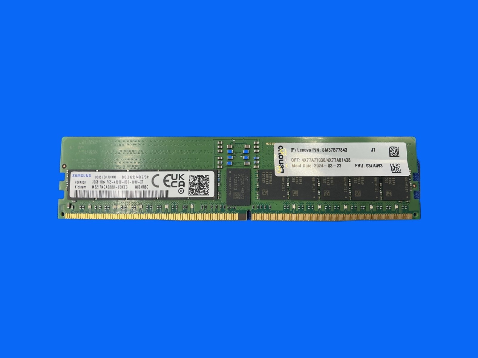 Lenovo 03LA093 32GB DDR5-4800 ECC RDIMM 1Rx4 4X77A77030 4X77A81438