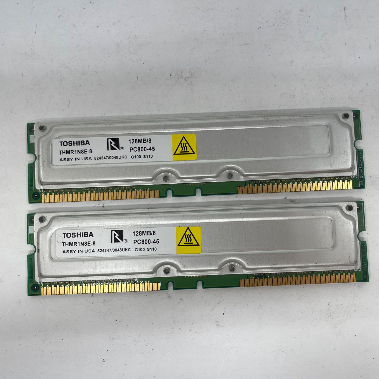 Toshiba 256MB (2x128MB) PC800-45 RDRAM RIMM Memory THMR1N8E-8 Vintage RAM *READ*