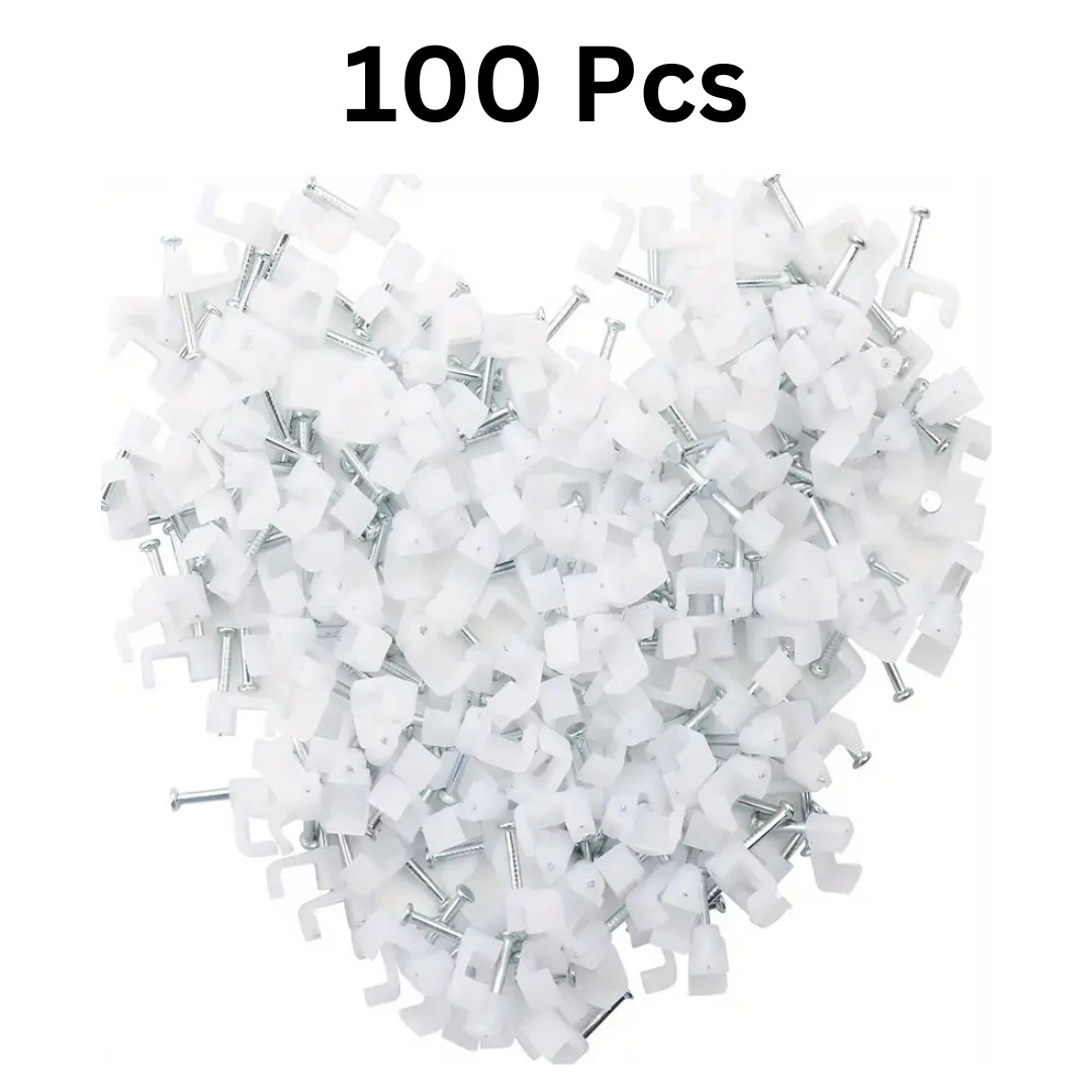 100 Durable Cable Wire Clips, 7mm, for Easy Cable Management and Organization