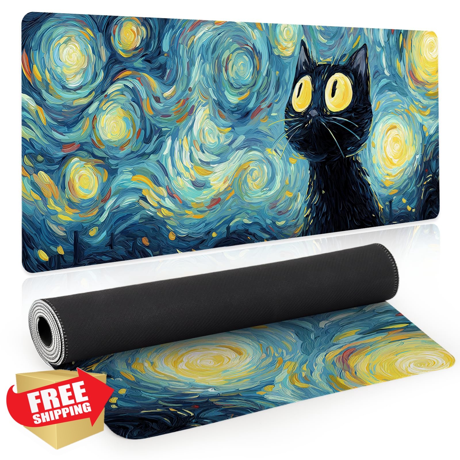 JekwinandGlow Starry Night Cat Mouse Pad XL