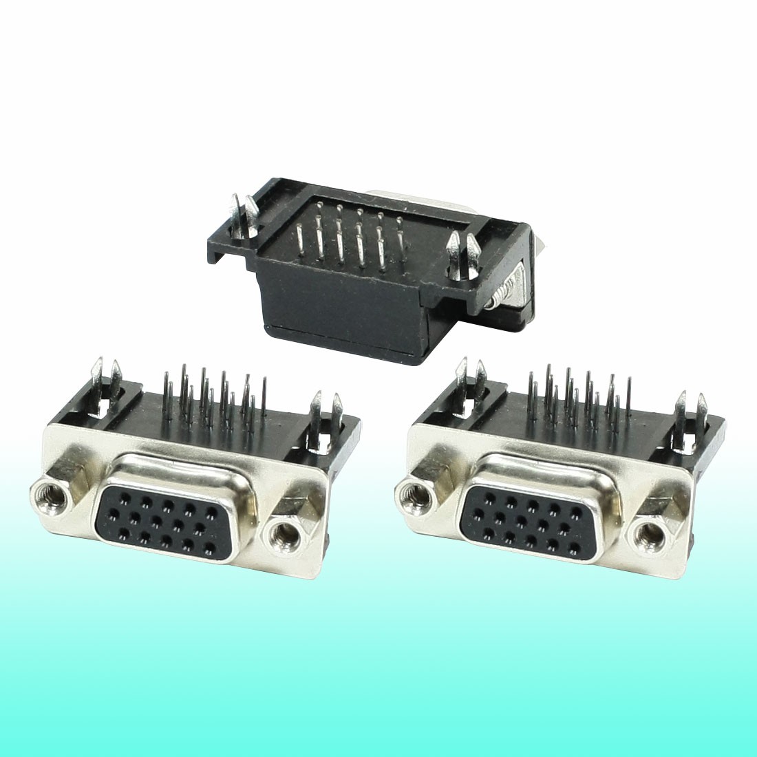 3 Pcs DB15 15 Pin Female Right Angle Solder Type Connectors