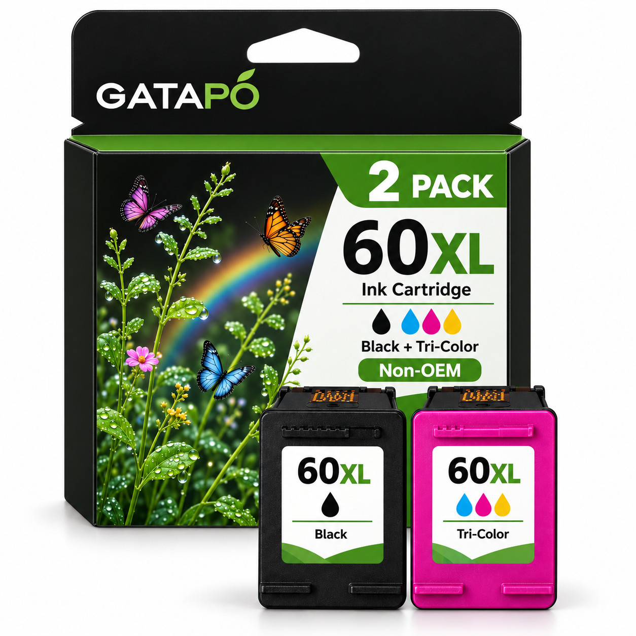 2PK 60XL High-Yield Ink Cartridge replacement for OfficeJet 4500, J4680, 4500