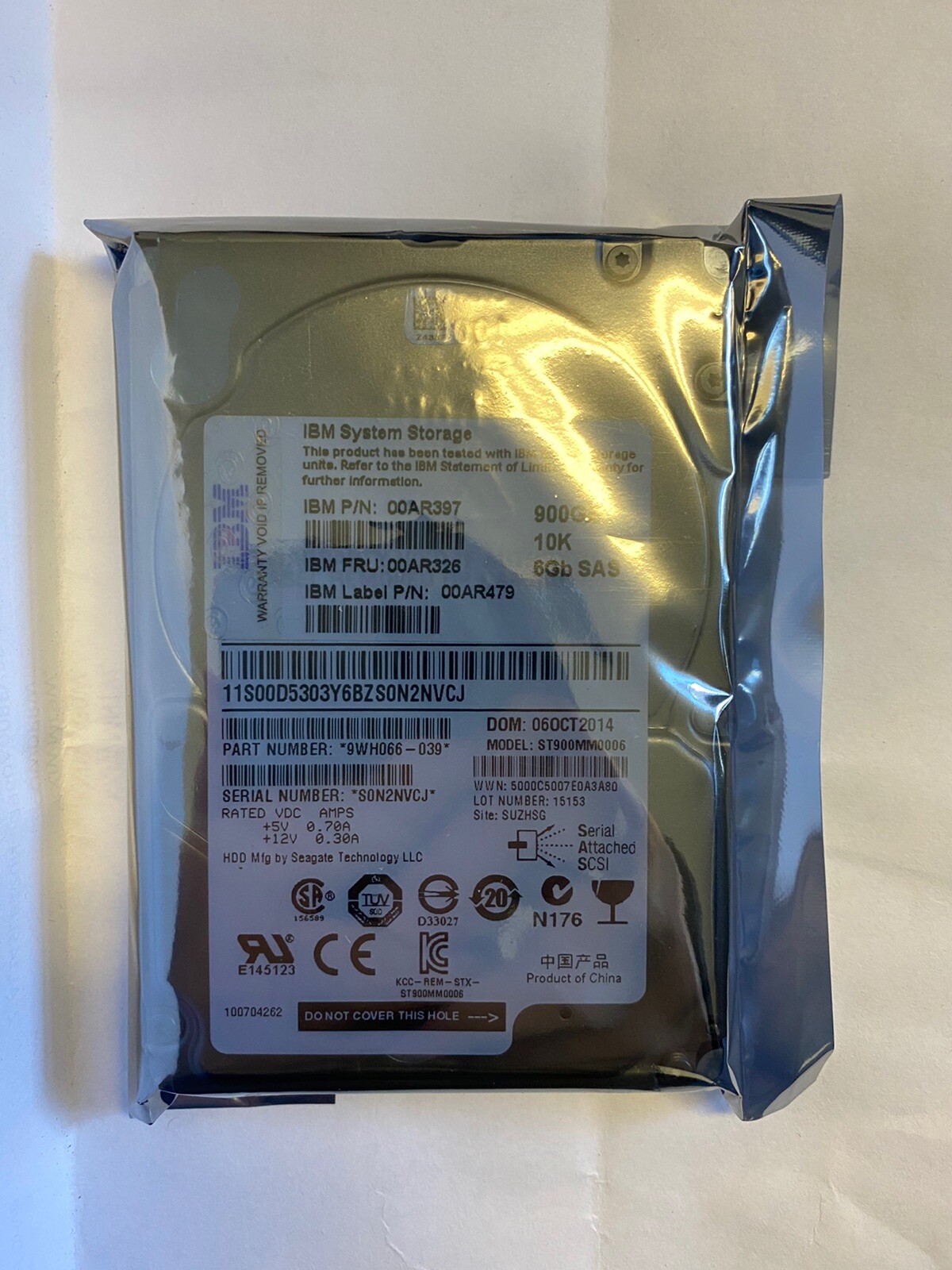 ST900MM0006 900GB 10K 2.5  IBM 2076 V7000 G2 AHF2 00AR326 00AR397 00AR479 