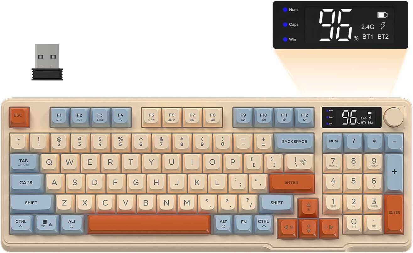 M96 Wireless Membrane Gaming Keyboard Scient Keys with Knob Rainbow Backlit