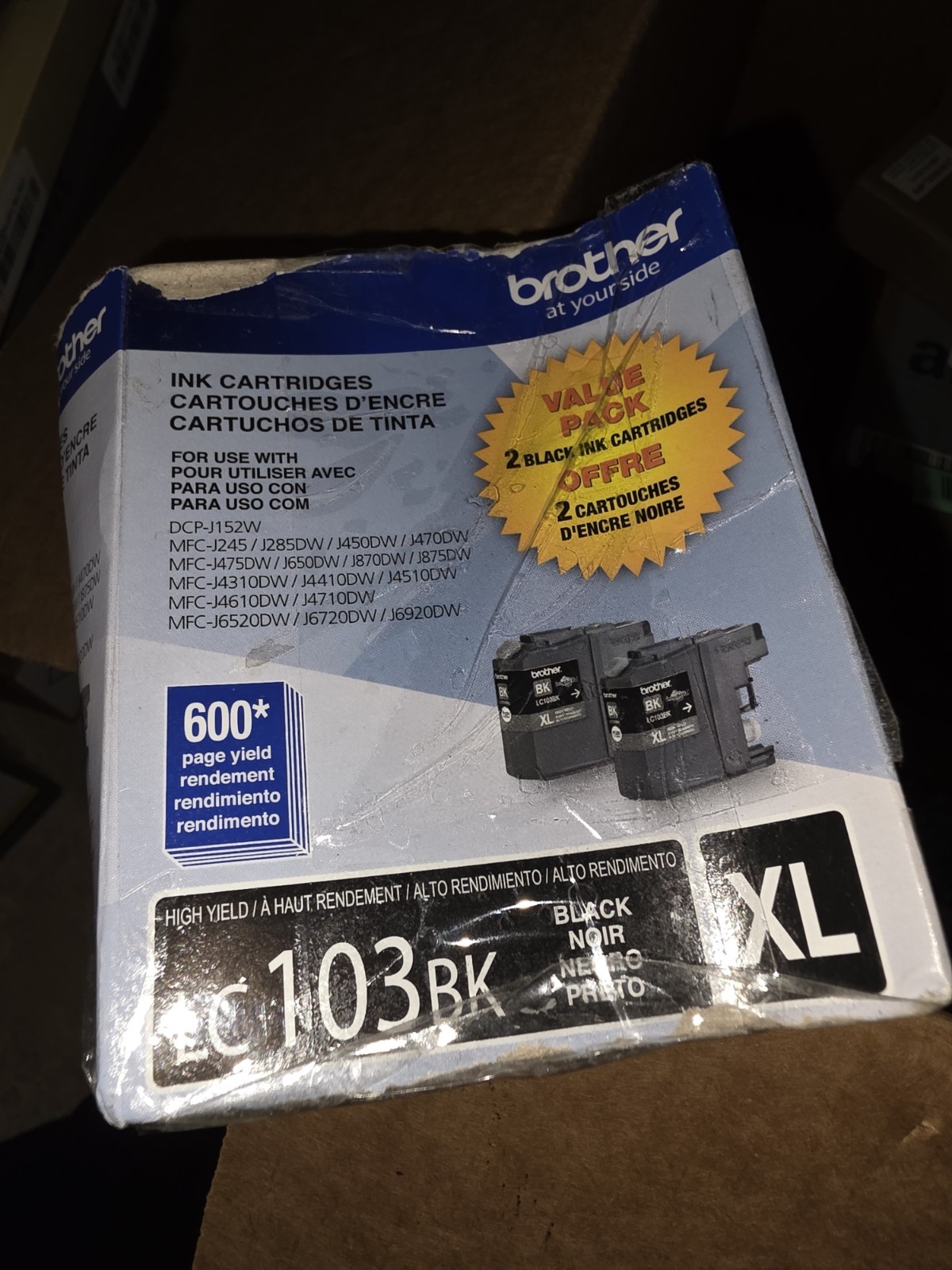 Brother LC103BK 600 pages High Yield Ink Cartridge - Black