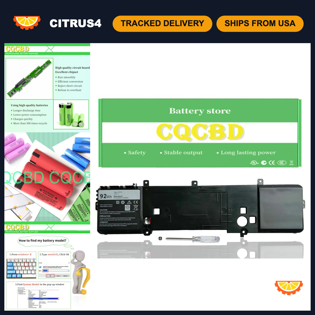 High-Capacity Laptop Battery for Dell Alienware 15 R1 R2 Series 14.8V 92Wh 6380m