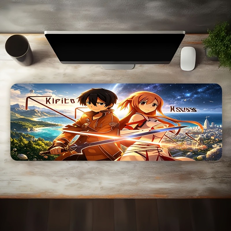 1pc 2D Flat, Large Size Esports Gaming Mouse Pad, Mountain Sea Starry Sky Coas