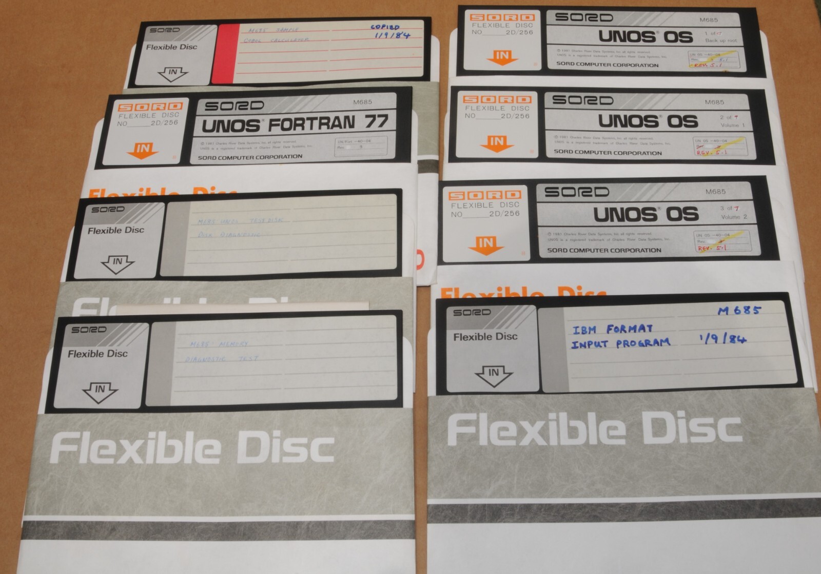 SORD M685 Software, 8-8" DISKS, VARIOUS PROGRAMS, UNTESTED