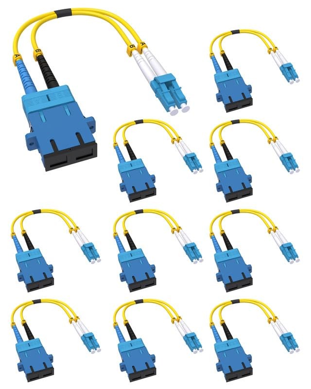 VANDESAIL 10 Pack Fiber Optic Adapter Cable, SC Female to LC Male, OS1/OS2 | ...