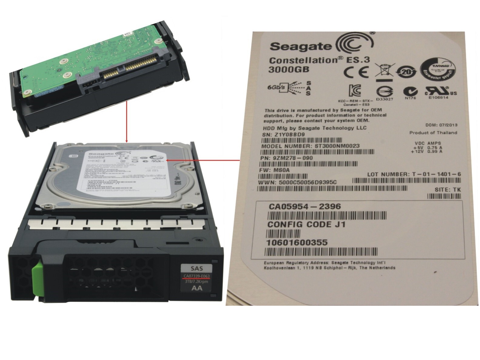 FUJITSU Eternus CA07339-E063 CA05954-2396 3TB