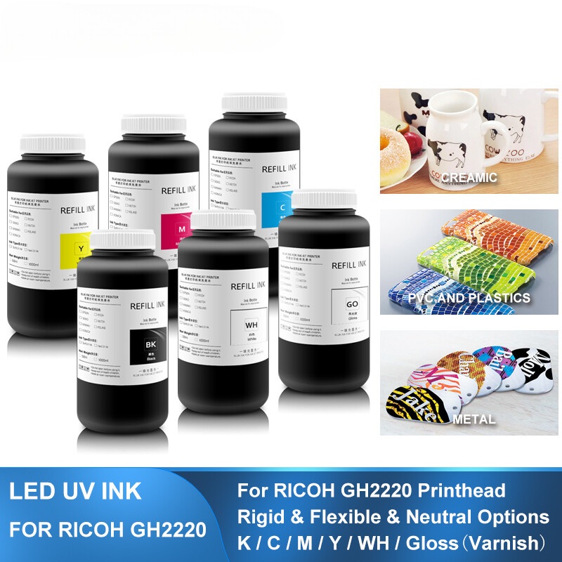 6pc/1set LED Curable UV Ink For Ricoh GH2220 Industrial Inkjet Printhead