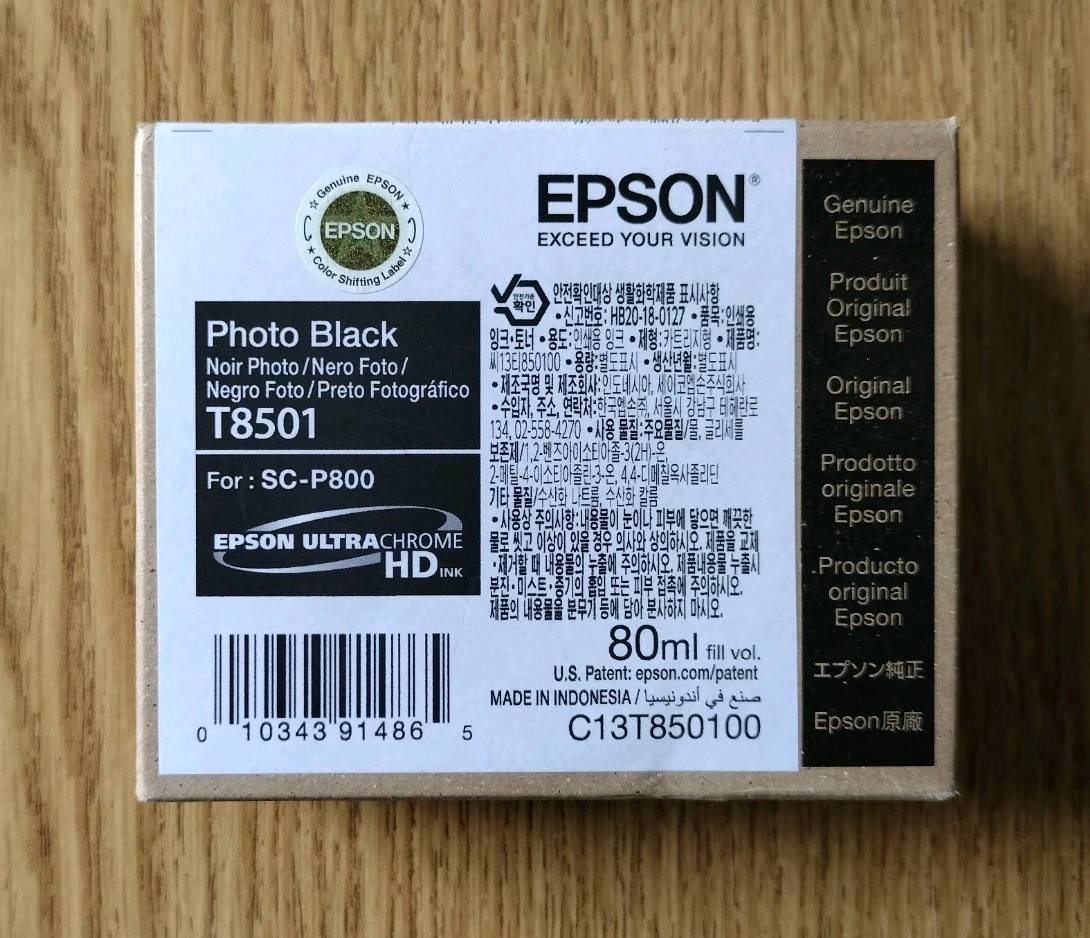 New Genuine Epson T8501 Photo Black Ultra Chrome HD Ink For SC-P800 Exp 05-2022