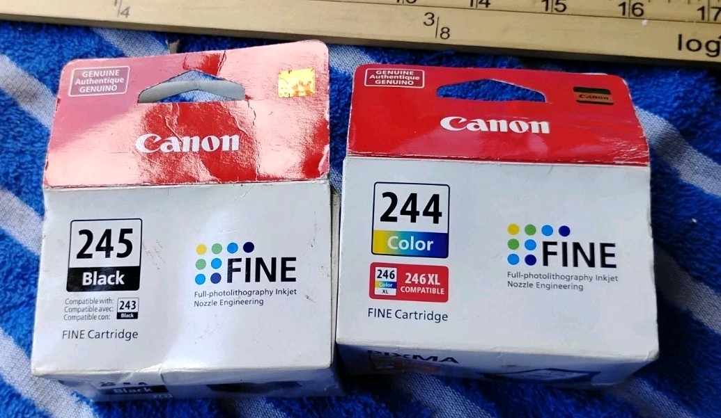 Two Canon Ink Cartridges NEW   In Box CL244 or 246Xl Color PG245 or 243Xl Black 