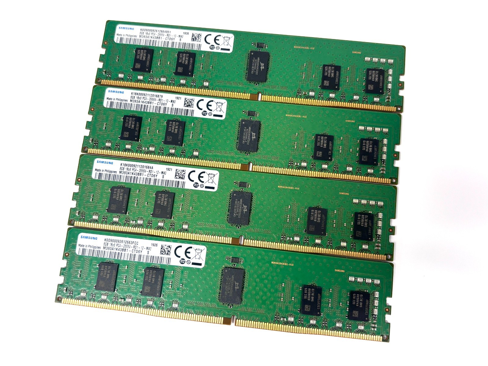 4x Samsung 8GB 1Rx8 PC4-266V-RD1-12-MA0 RAM/Memory