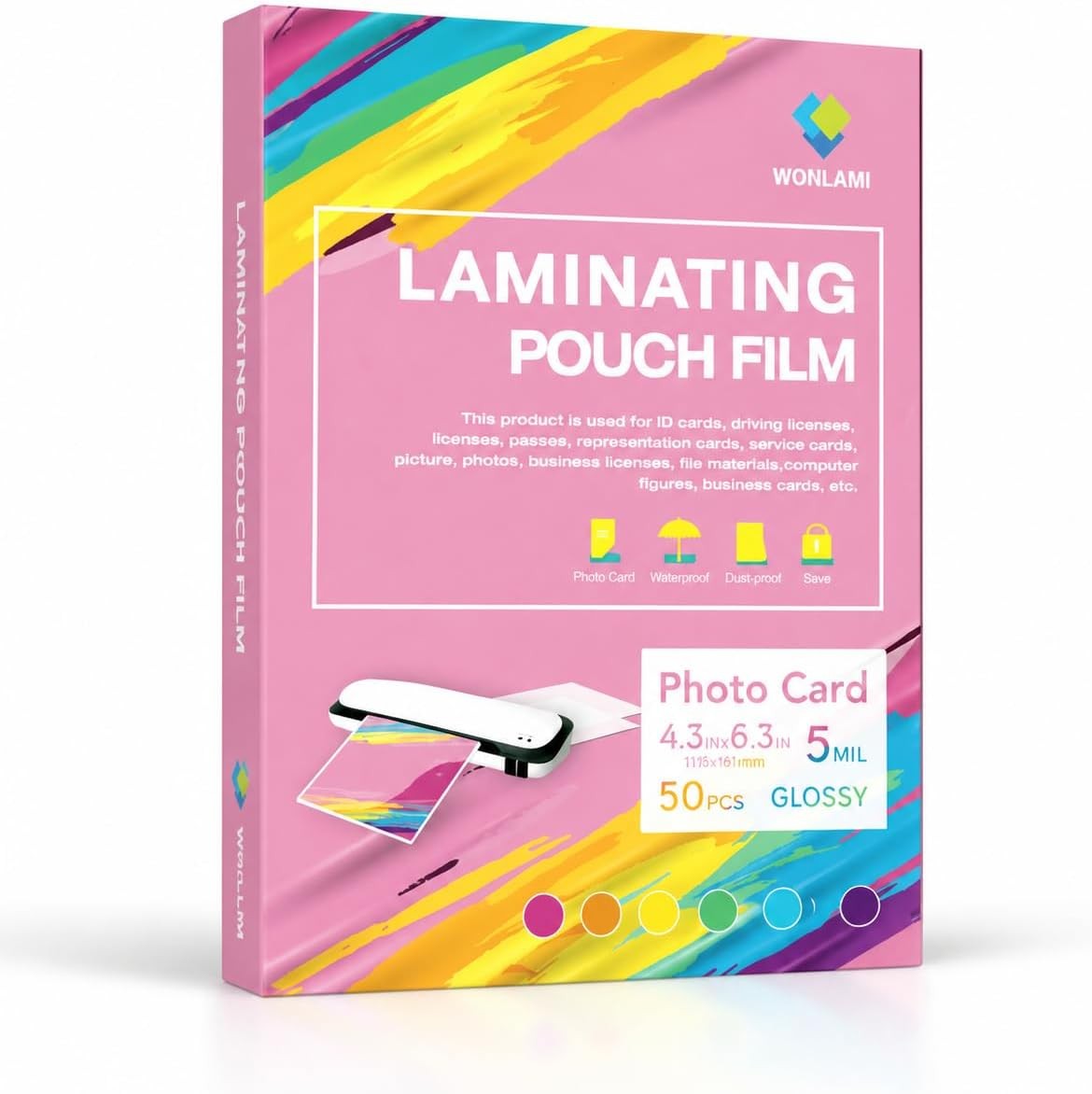 Thermal Laminating Pouches 6.3 x 4.3-Inch Laminating Sheets, 50-Pack, 5mil
