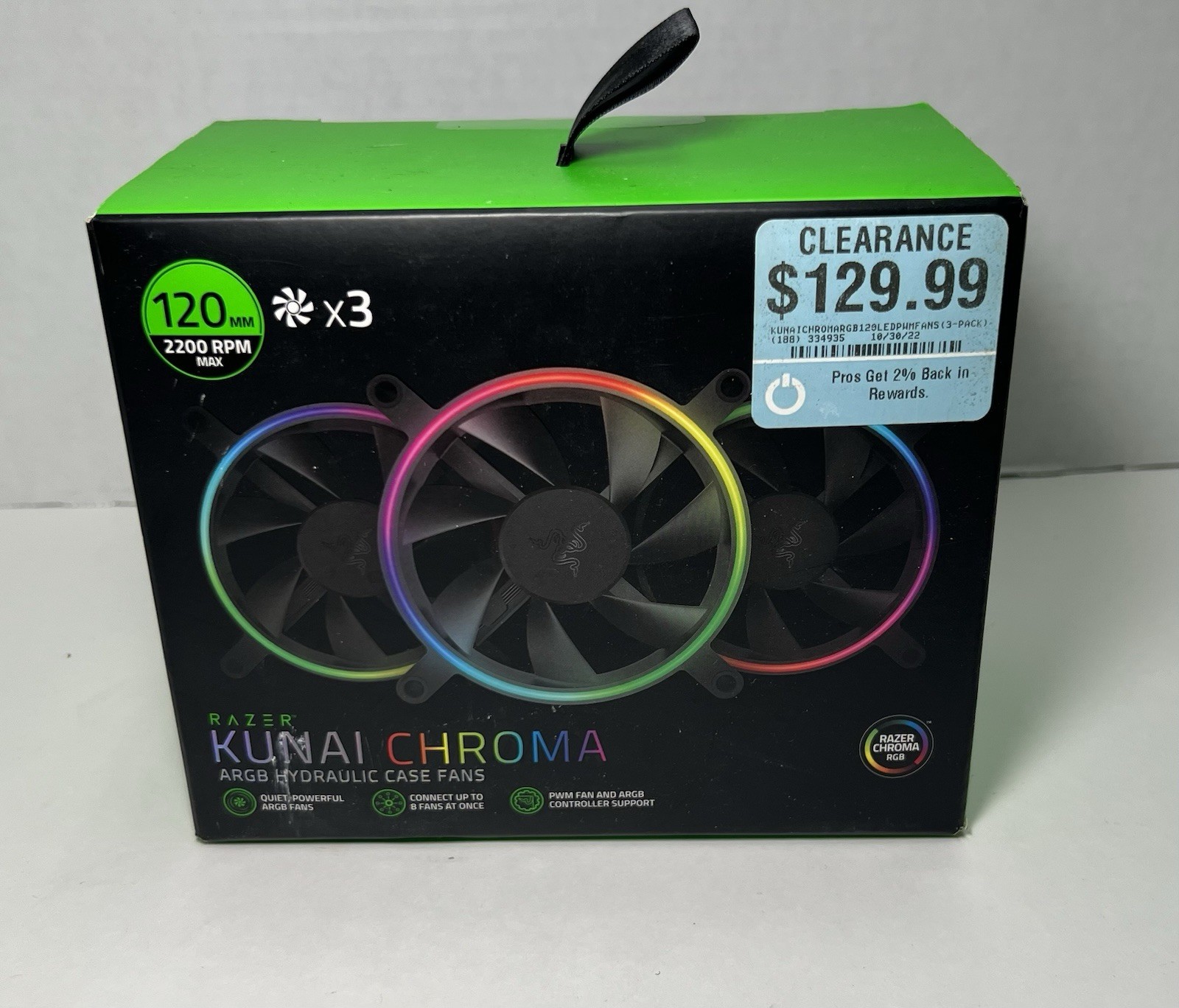 NEW Sealed Razer Kunai Chroma ARGB 120mm PWM 3 Pack RC21-01810100••