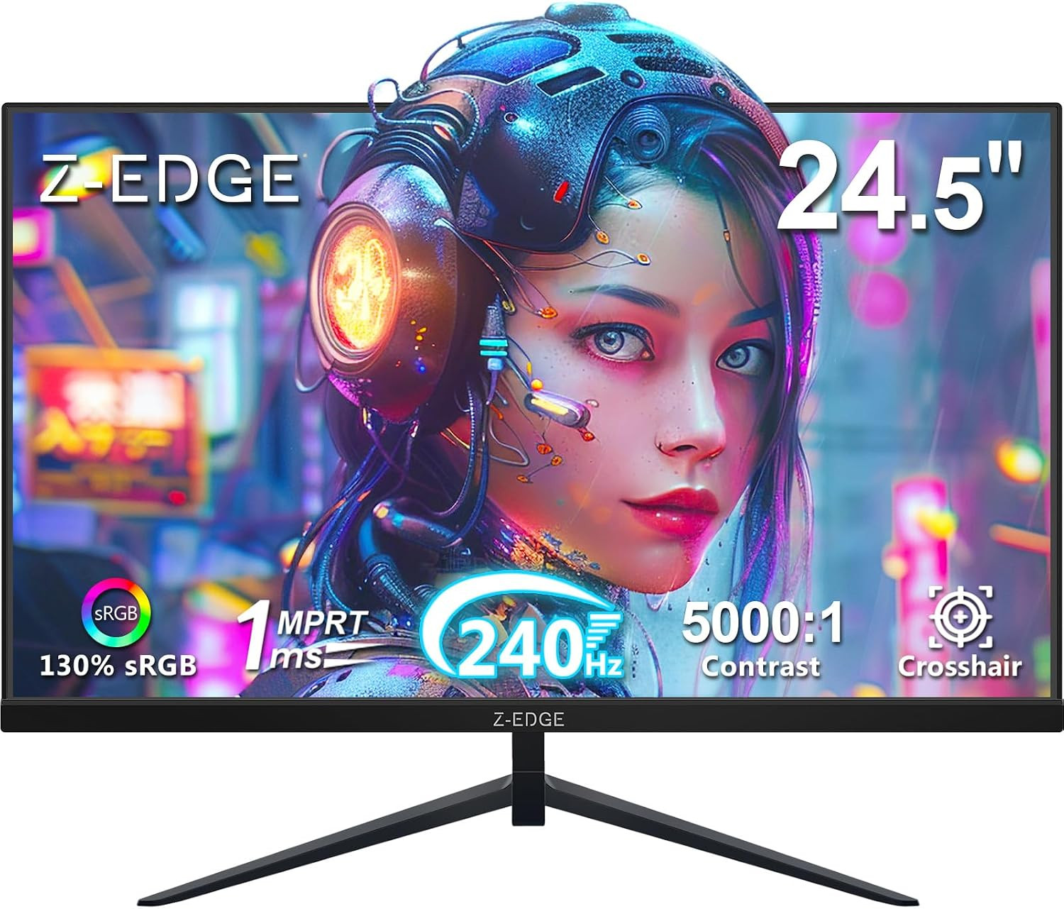 Z-Edge 24.5" FHD 240Hz Gaming Monitor, 1ms MPRT, 5000:1 Contrast, Frameless