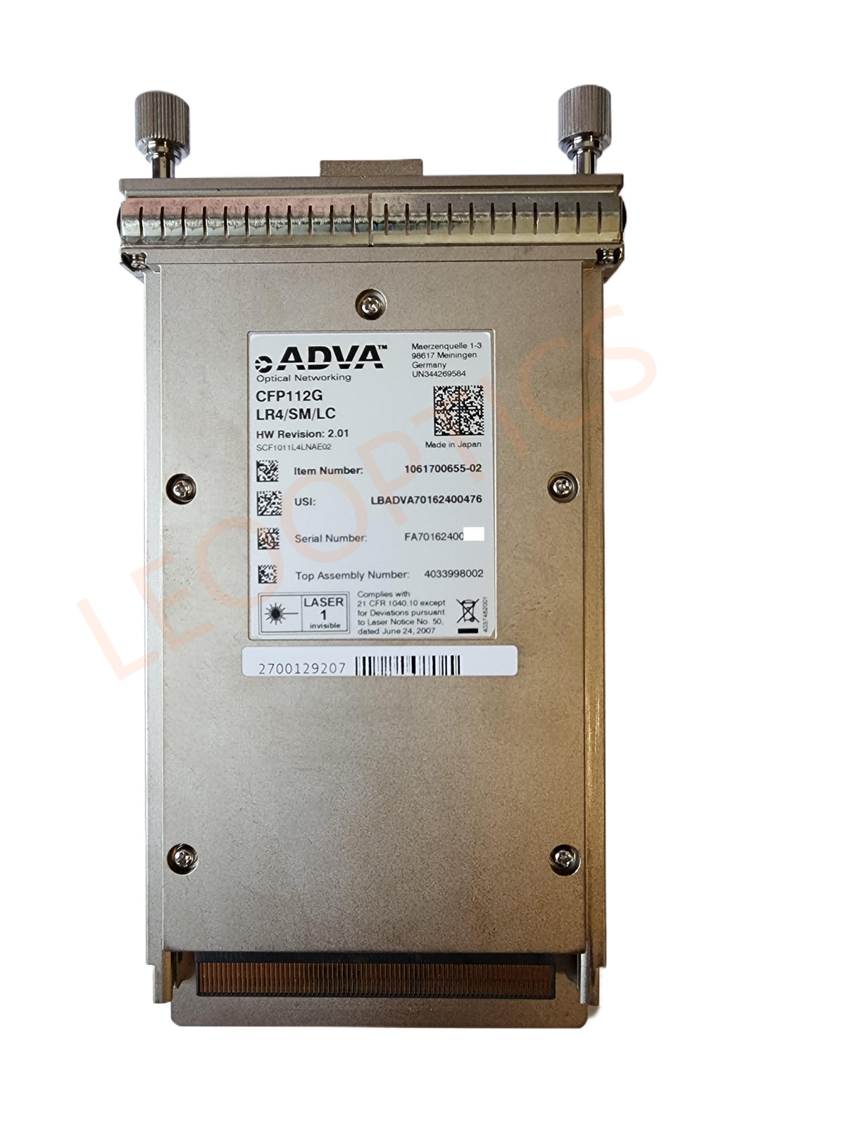 ADVA CFP112G LR4/SM/LC 1061700655-02 Transceiver 100G CFP 4x28G 1310nm 10KM