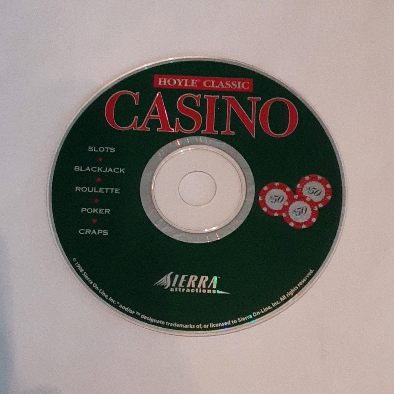 Sierra Hoyle Classic Casino PC Game CD-ROM Disc - Casino