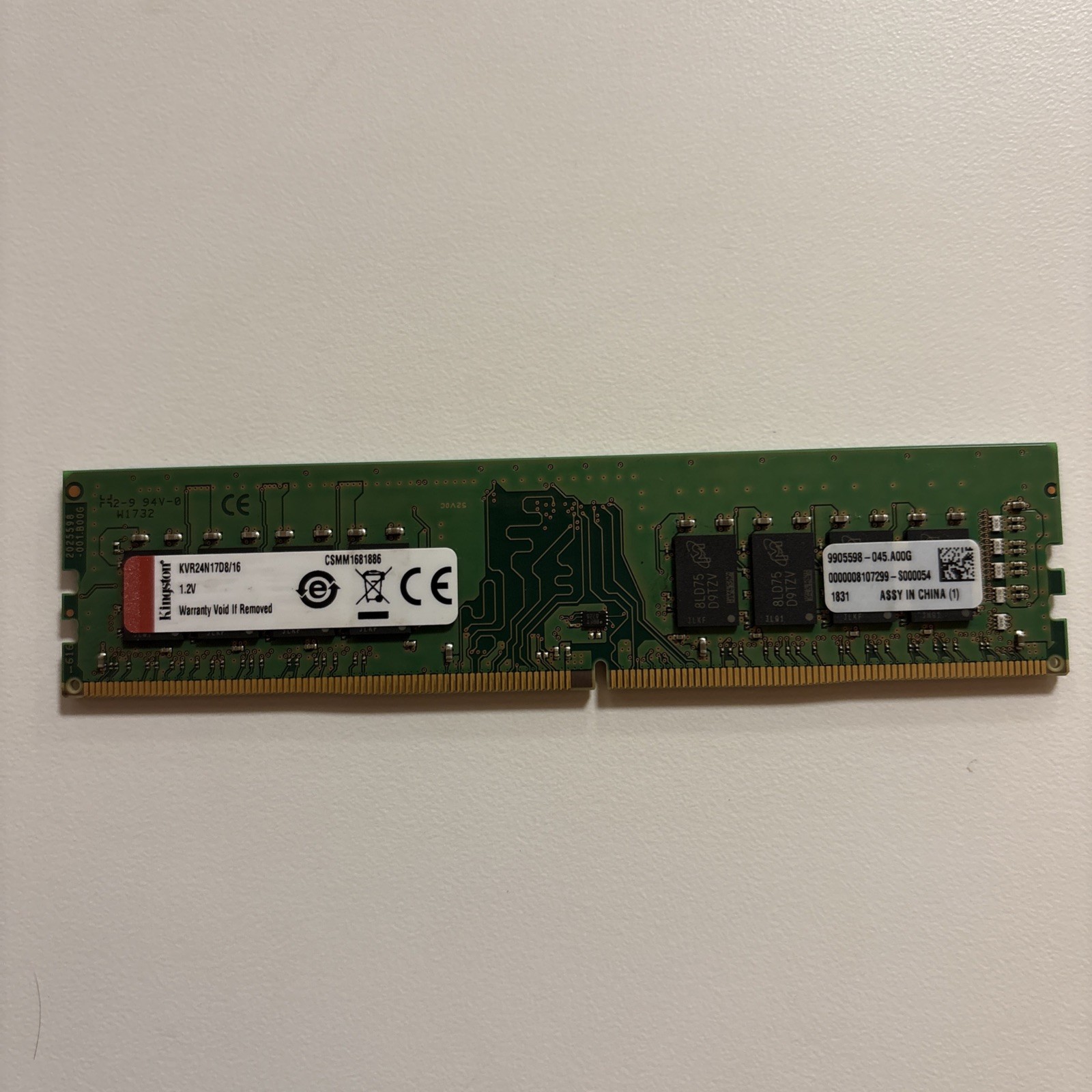 Kingston KVR24N17D8/16 16GB 2Rx8 Desktop Memory Non-ECC Unbuffered DDR4 SDRAM
