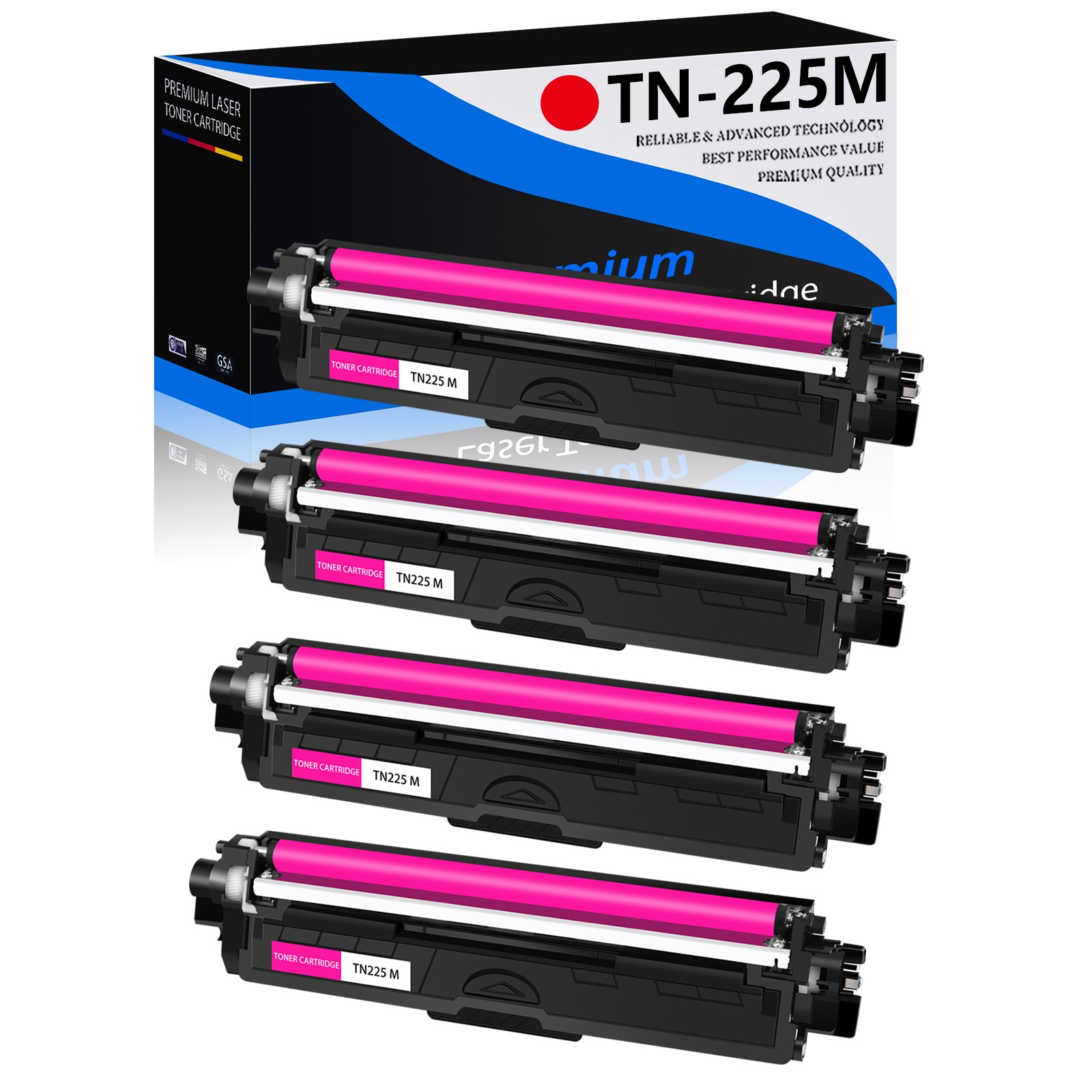 4PK Magenta Toner Cartridge For Brother TN225 MFC-9340CDW MFC-9330CDW Printer