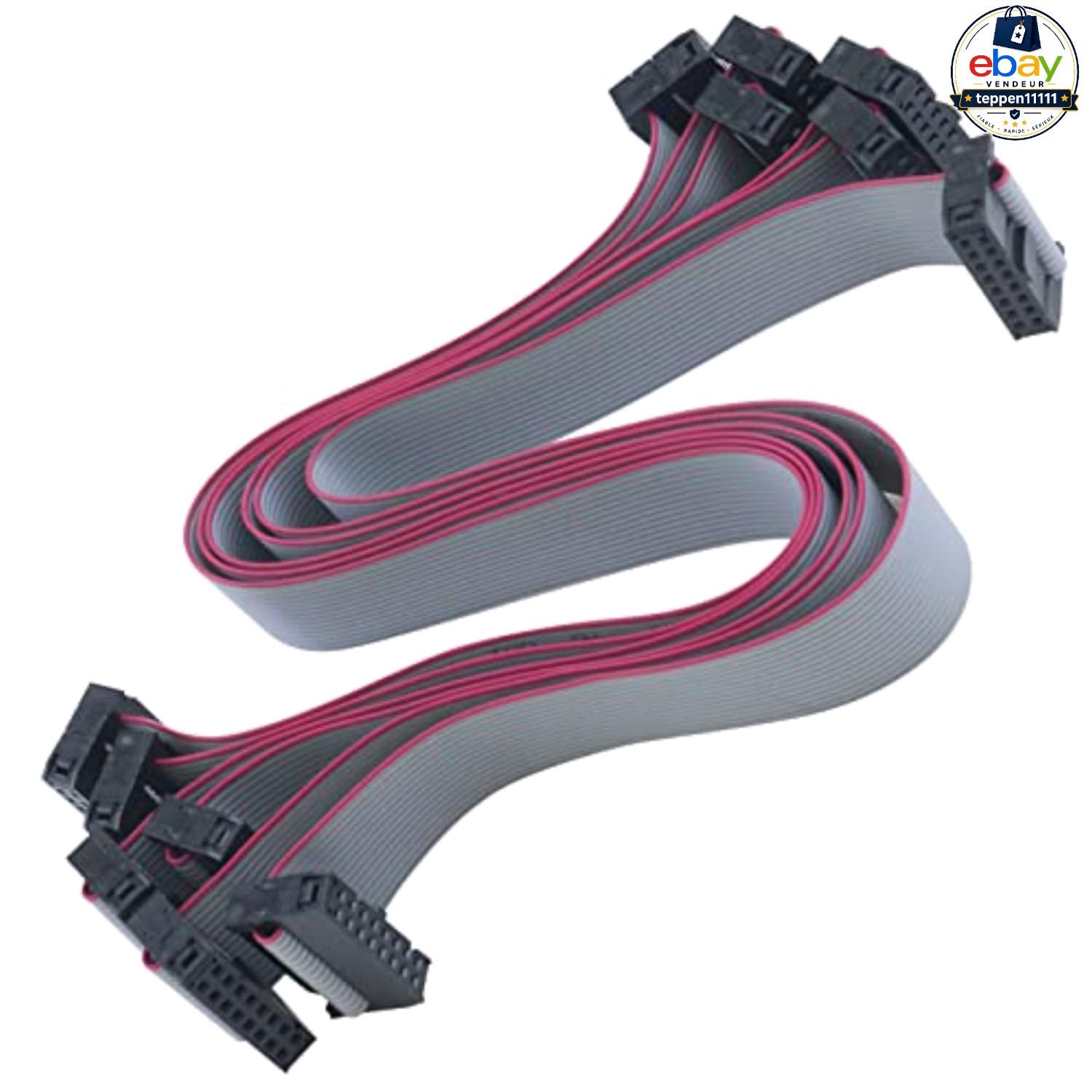 IDC Ribbon Cable 16P-30CM Grey 16 Pin Female-Female 2.54mm 6 Pcs