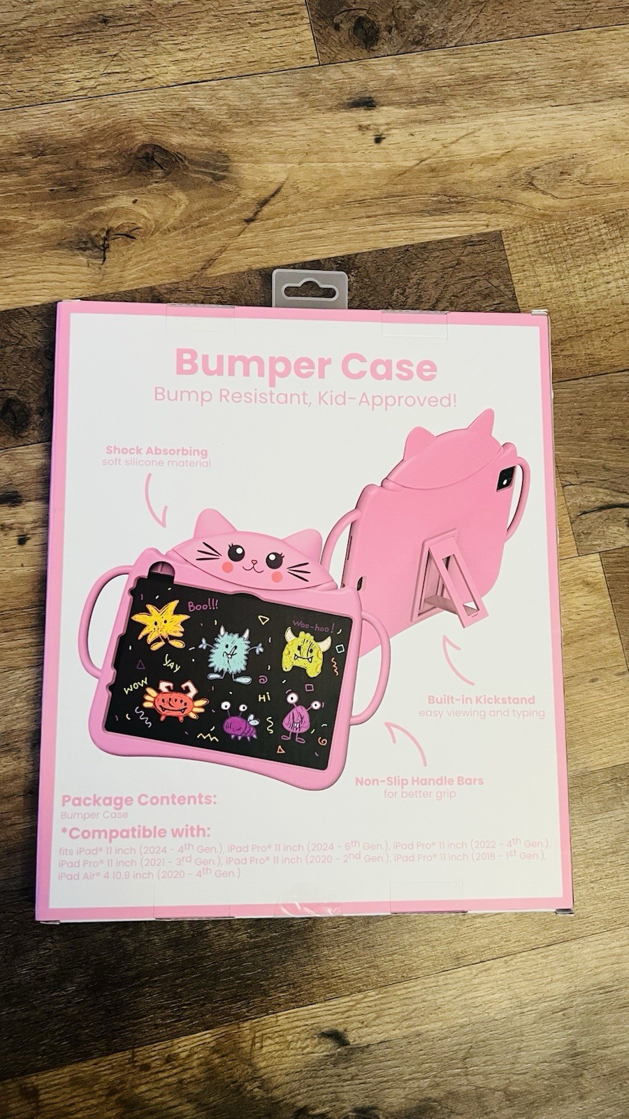 Pink Cat Shockproof Non-Slip Silicone Bumper Case Stand iPad Pro 11/Air 10.9
