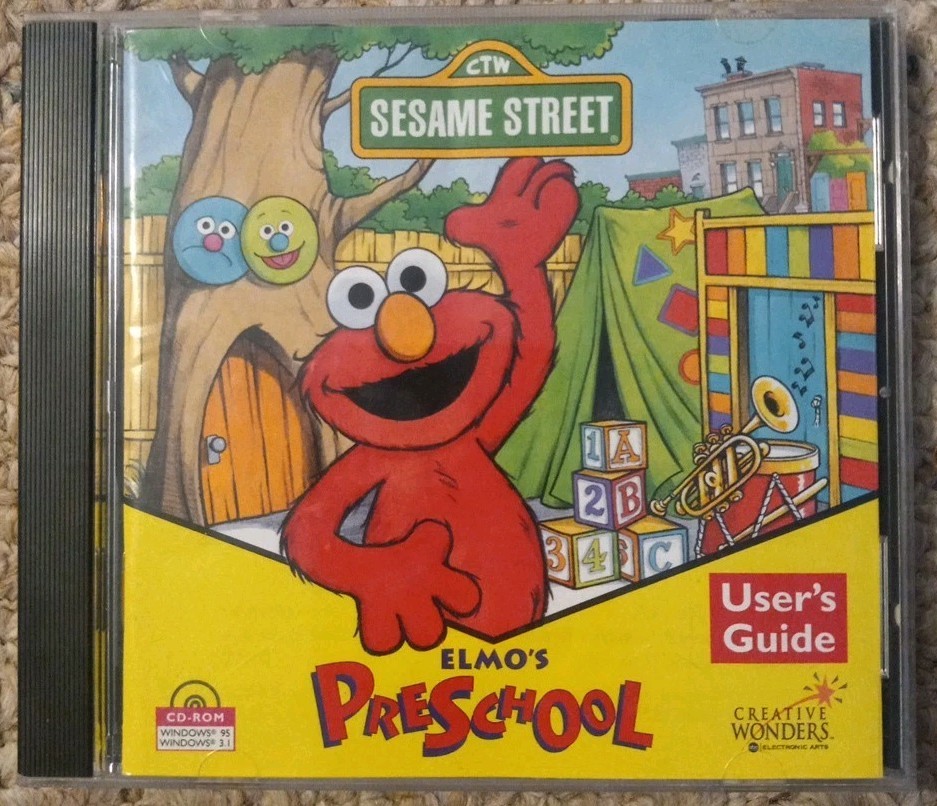 RARE OOP CIB 1996 Sesame Street: Elmo's Preschool PC CD-ROM Computer Game Pre-K