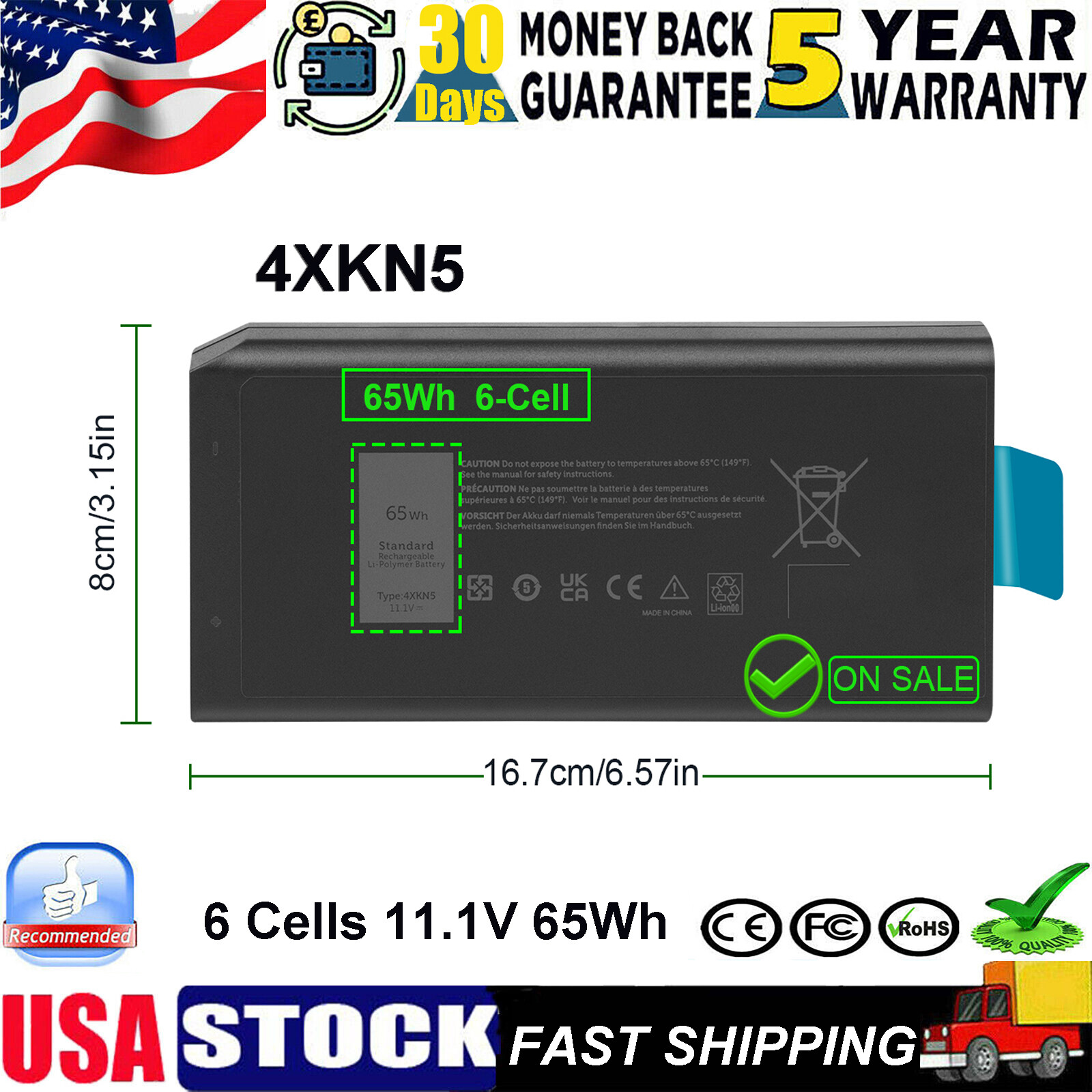 LOT Battery For Latitude 14 5404 7404 5414 Series X8VWF 4XKN5 CJ2K1 P46G FAST
