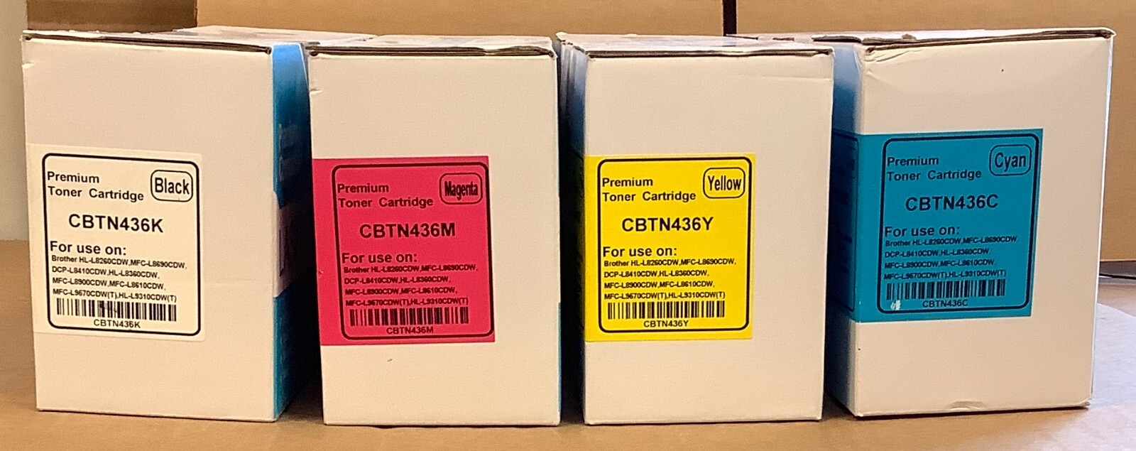 Premium Toner Replacement Cartridge for CBTN436~Cyan/Yellow/Black/Magenta~4 Lot~