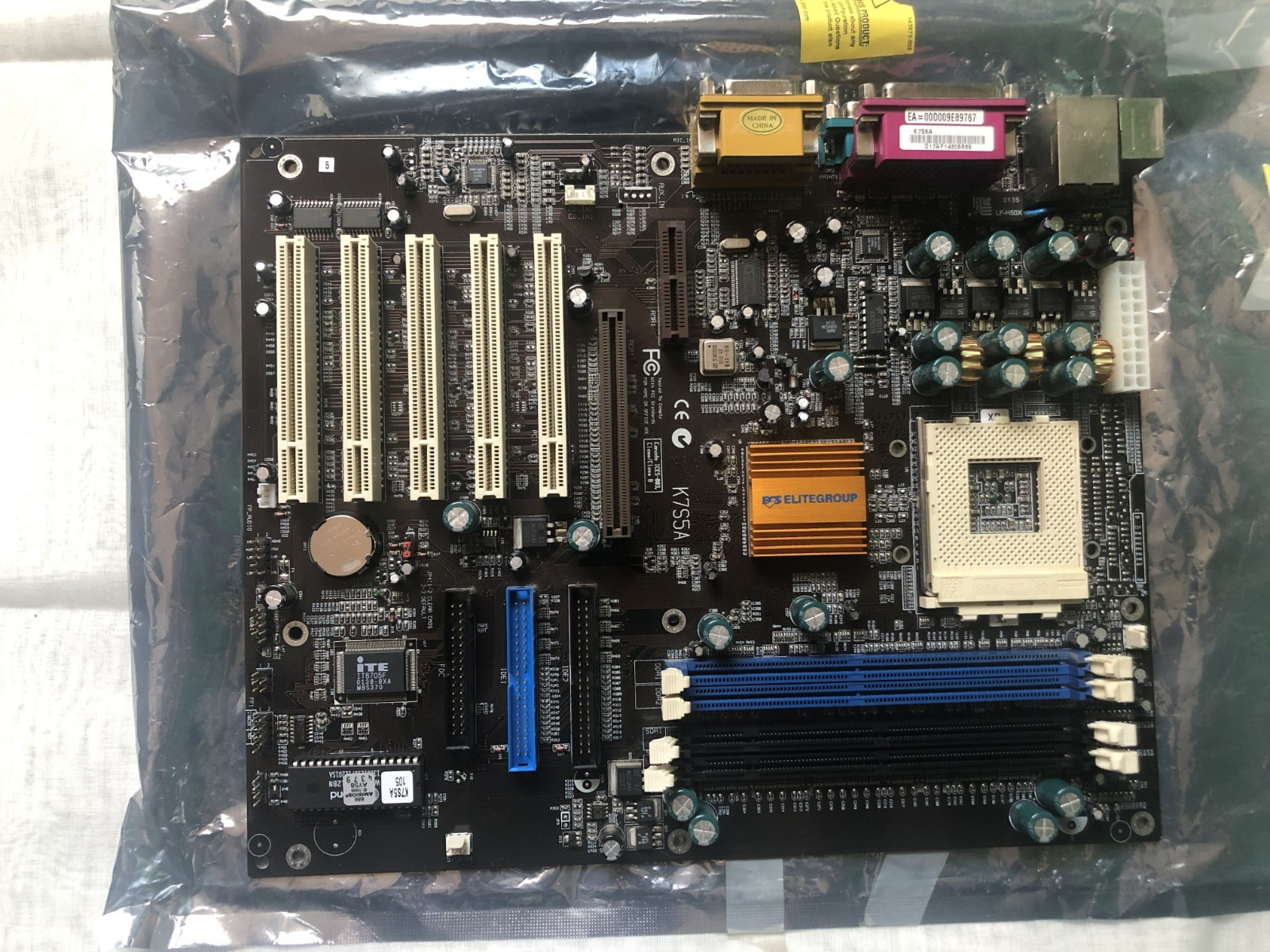 ECS EliteGroup K7S5A PC Motherboard Athlon AMD Retro Vintage Socket 462 Used