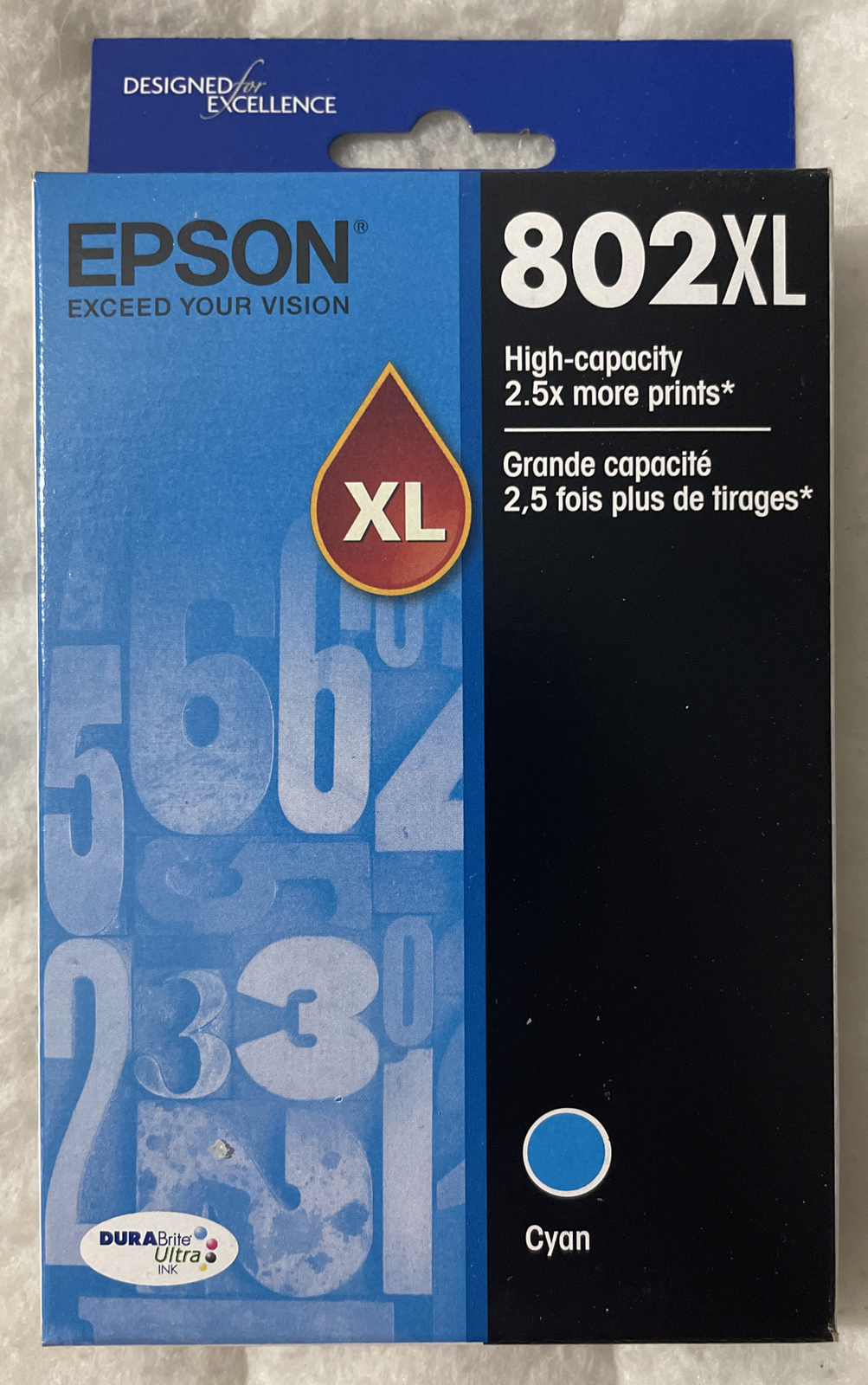 Epson 802XL Cyan High Yield Ink Cartridge T802XL220 Genuine Sealed Retail Box