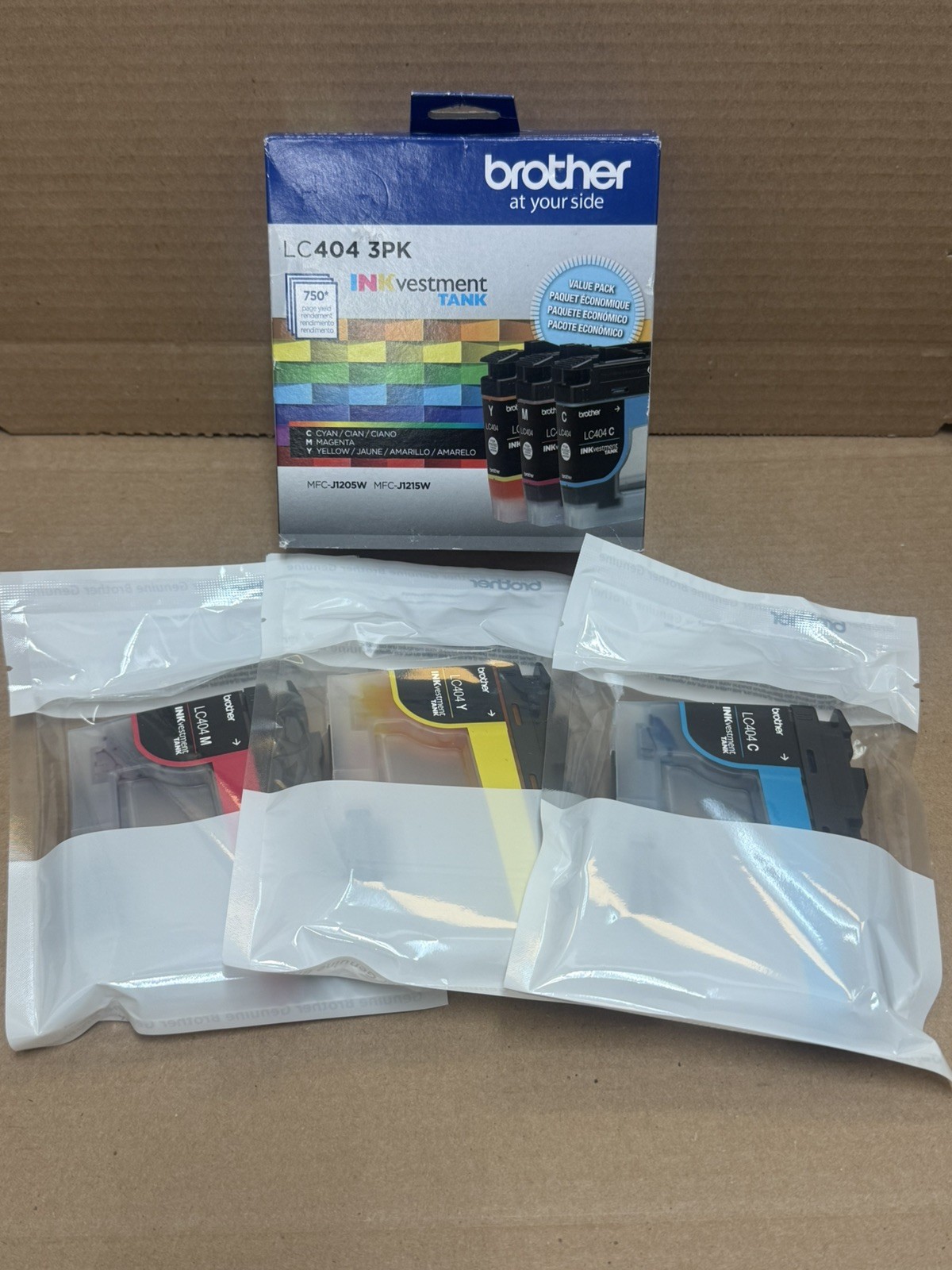 Brother Genuine LC404 3PK 3 Pack Inkvestment Tank Ink Cartridges 