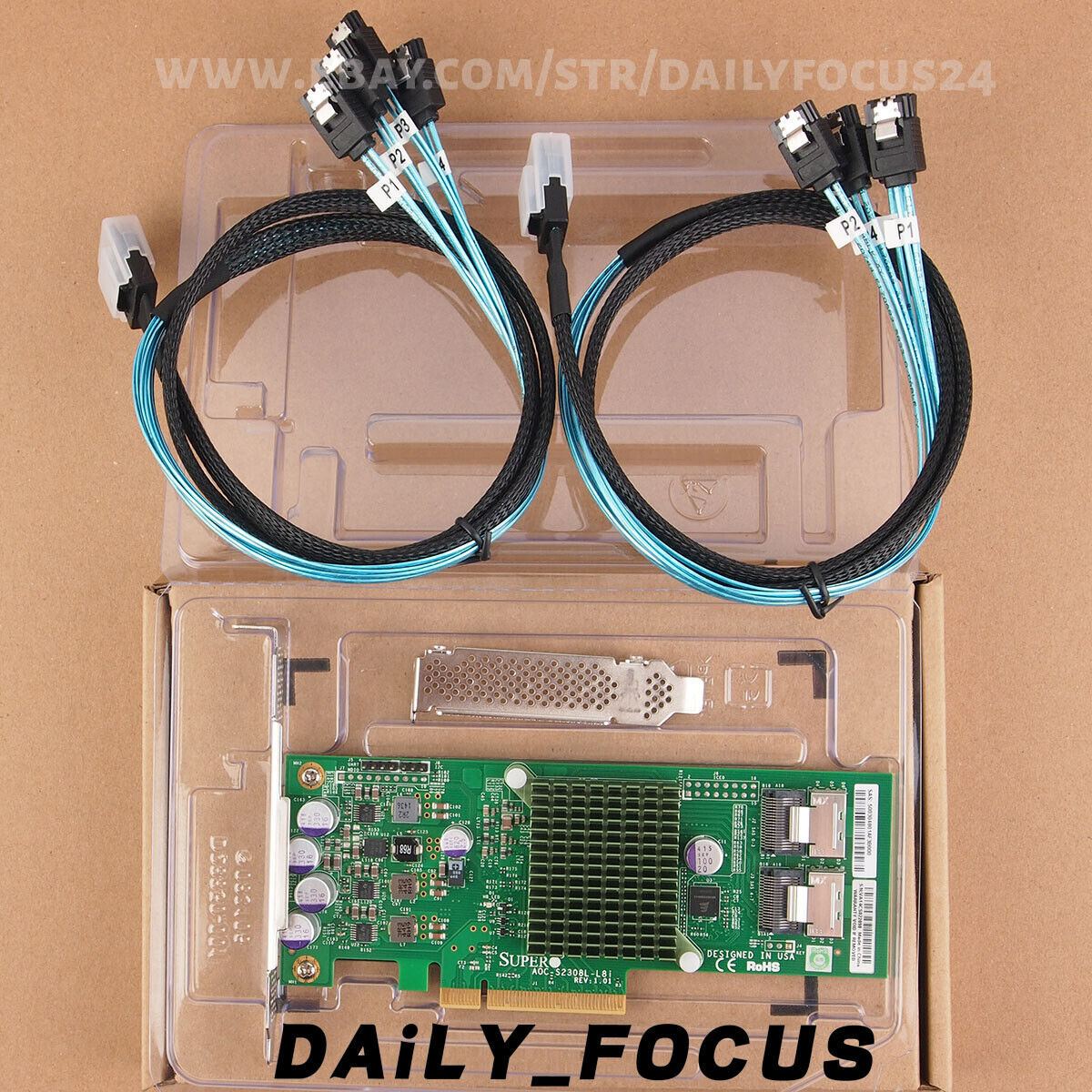 AOC-S2308L-L8I IT MODE PCI-E 3.0 SAS2308 ZFS UNRAID HBA 6Gbps 2x SFF-8087 SATA