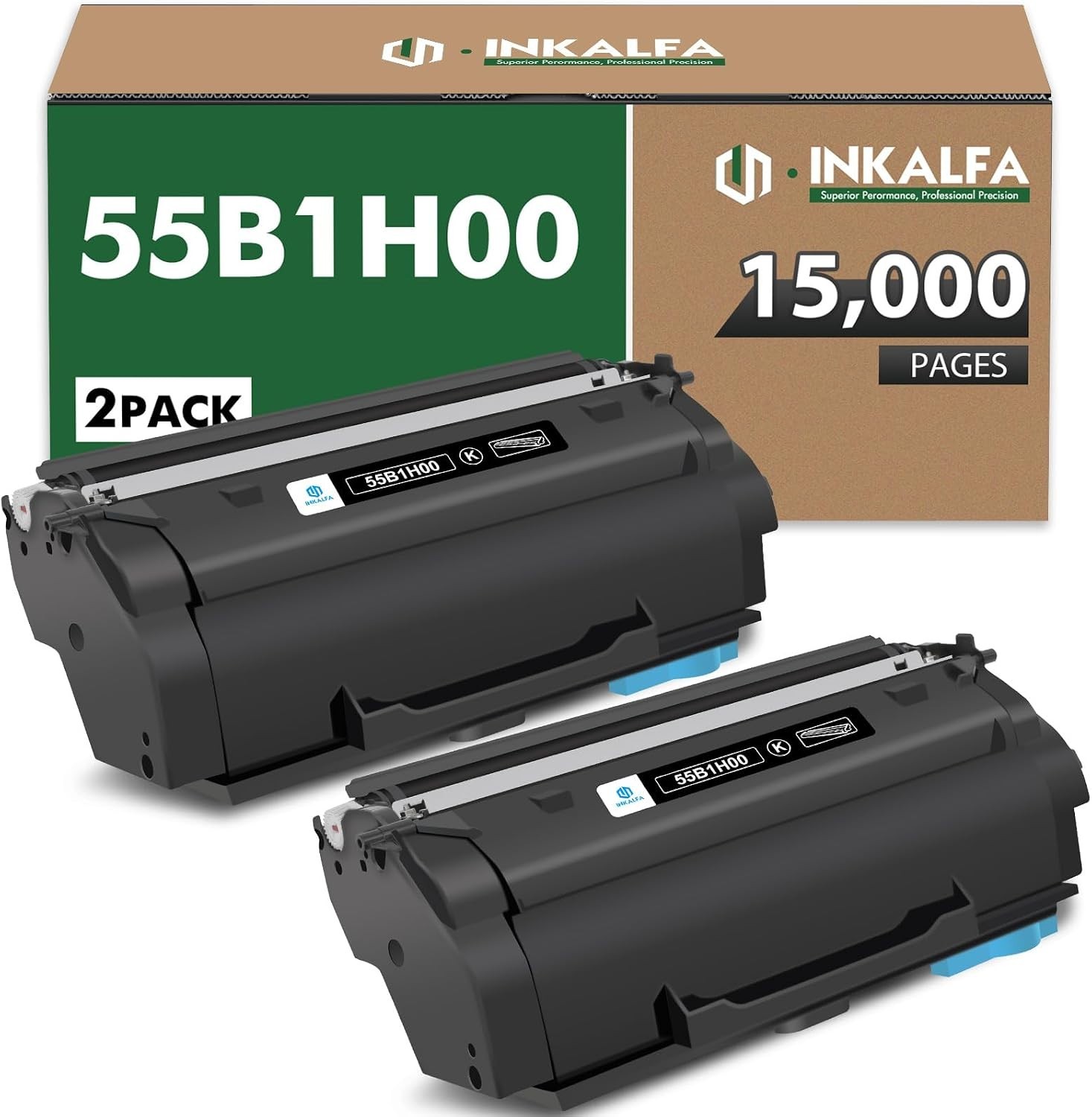 2 pack 55B1H00 55B1000 Black Toner Cartridges for Lexmark
