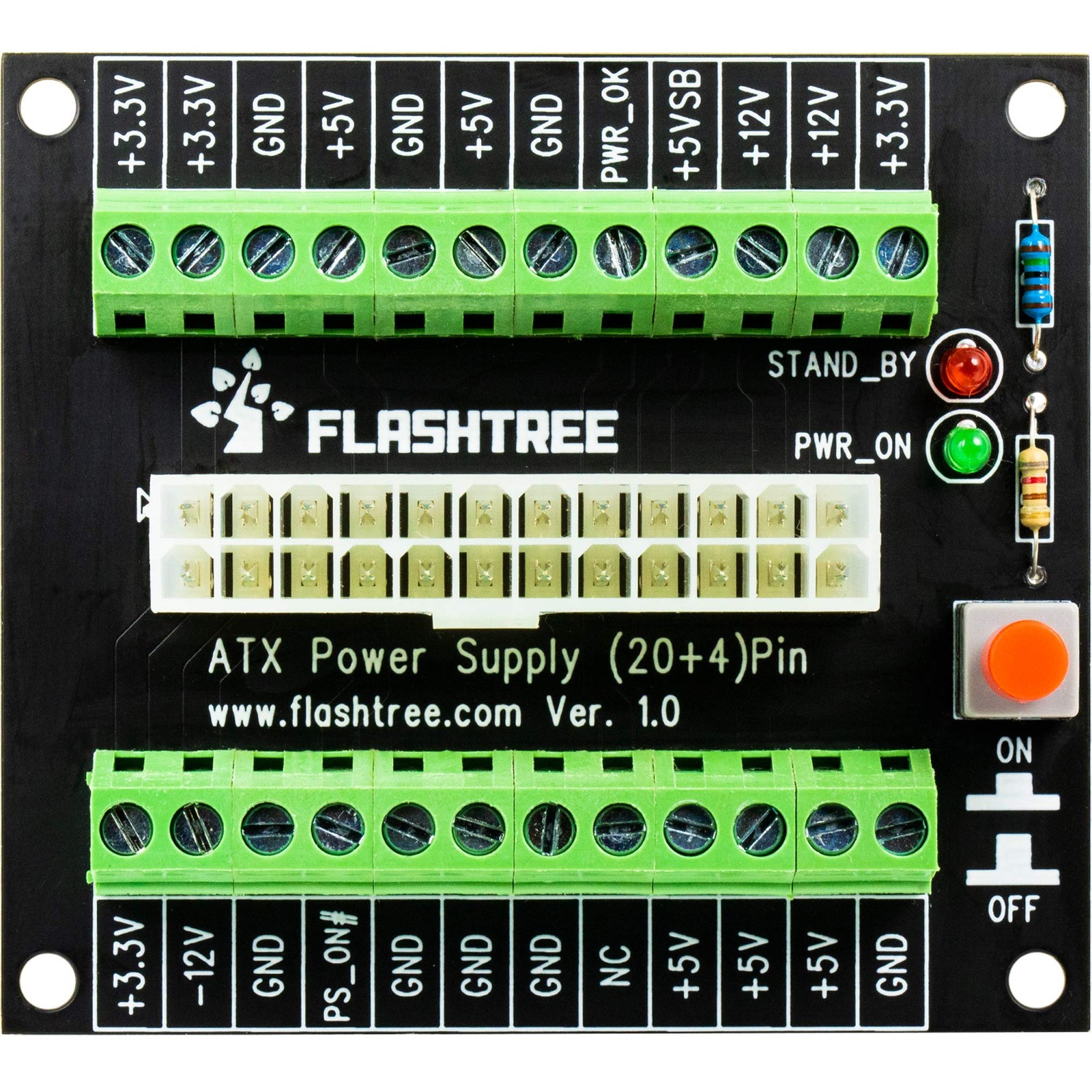 24/20-pin ATX DC Power Supply Breakout Board Module… (24 Pins Black)