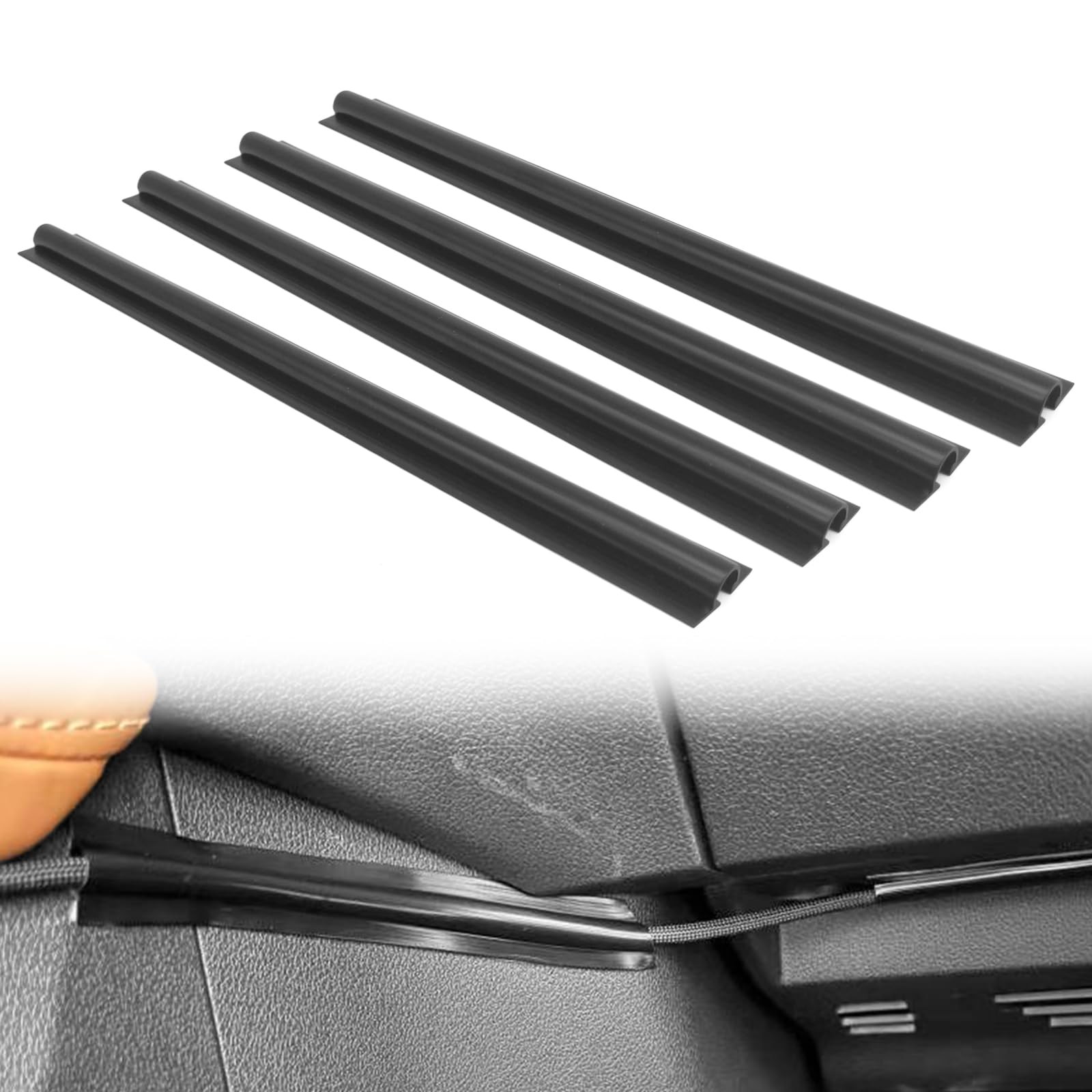 4PCS Car Concealed Wire Cover - PVC Auto Split Sleeving Wire Cord Organizer -...