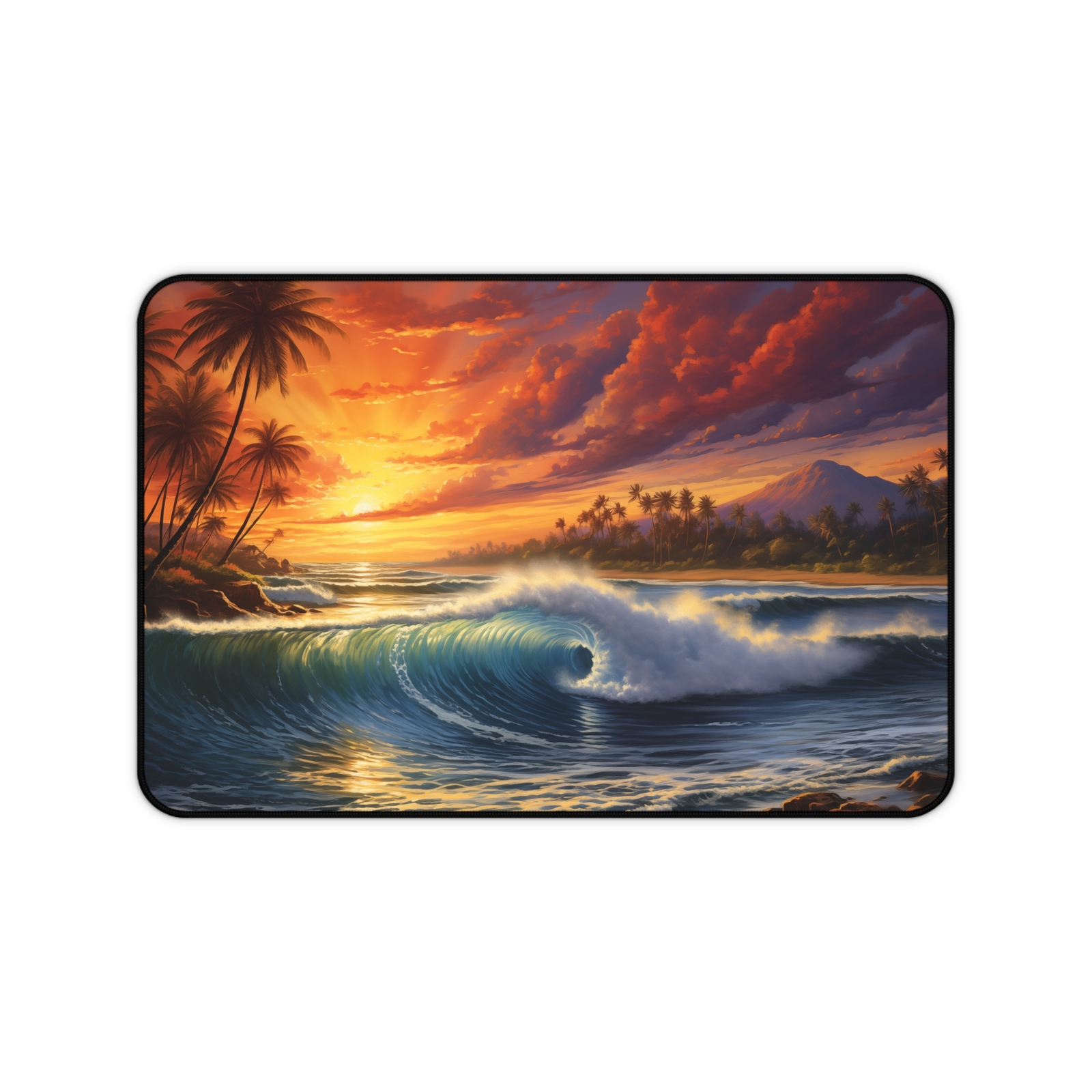 Tropical Mouse Pad, Sunset on a Beach Desk Mat, Large Deskmat, Gaming Mouse Pad 