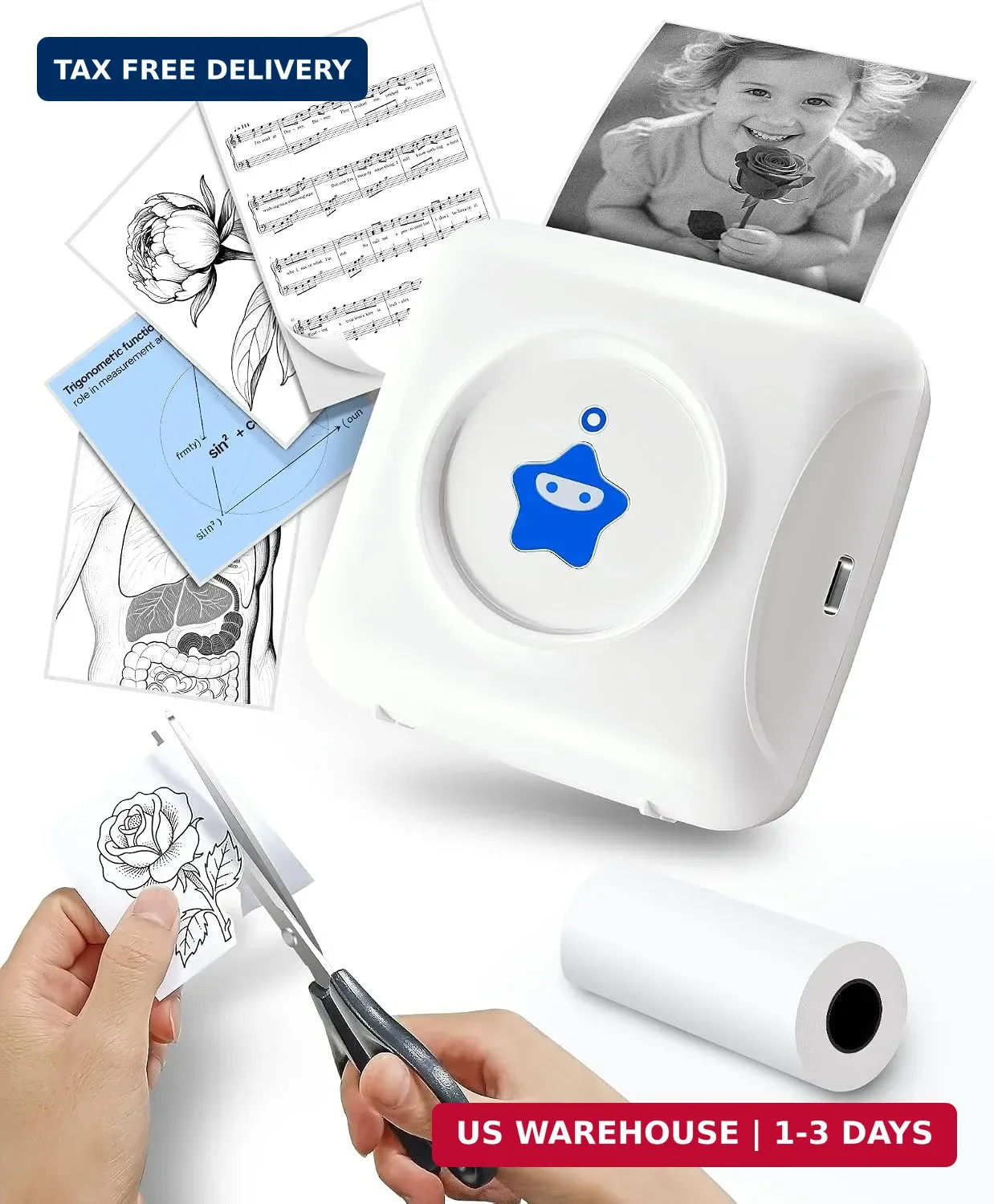 Sticker Printer - TP2-Y Mini Portable Thermal Printer Inkless Sticker Maker Mach