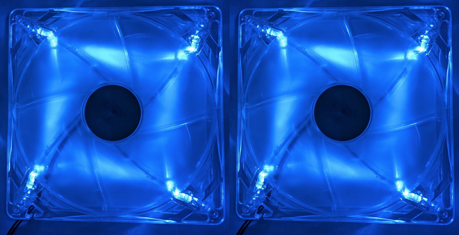 2x Power Color 140mm x 20mm Thin Computer Case Blue LED Cooling 4-Pin Molex Fan