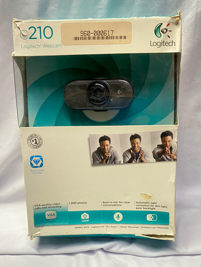 Logitech C210 USB VGA Webcam PC Desktop & Laptop Web Camera w/Mic For Computers