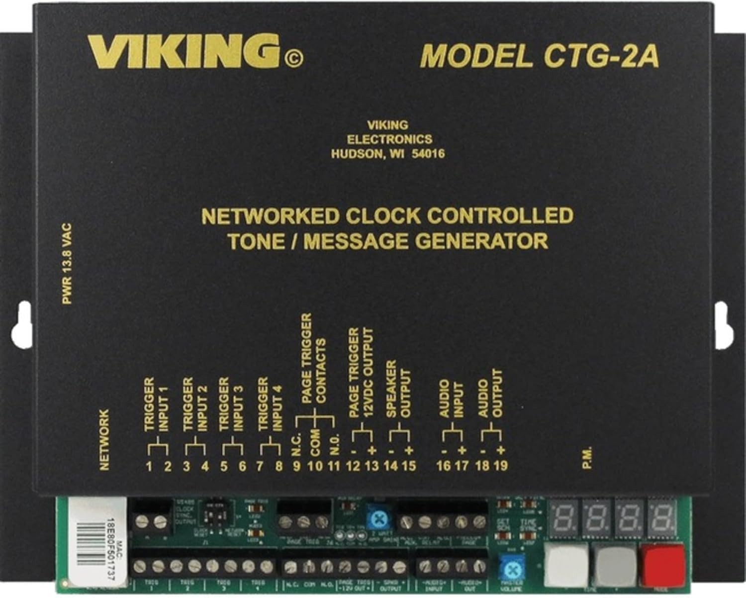 Viking  CTG-2A Master Clock Network Clock Controlled Tones or Messages