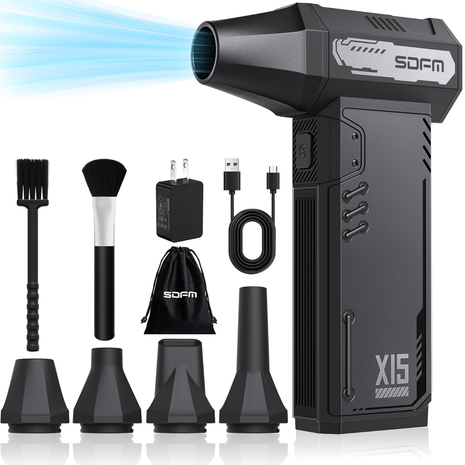 High-Speed Compressed Air Duster 180,000RPM | 3-Speed Mini Blower for Cleaning K