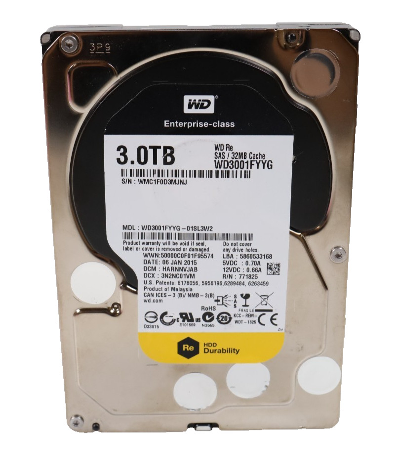 WD 3TB  WD3001FYYG 7200 RPM SAS 6Gb/s 32MB Cache 3.5" Enterprise Hard Drive
